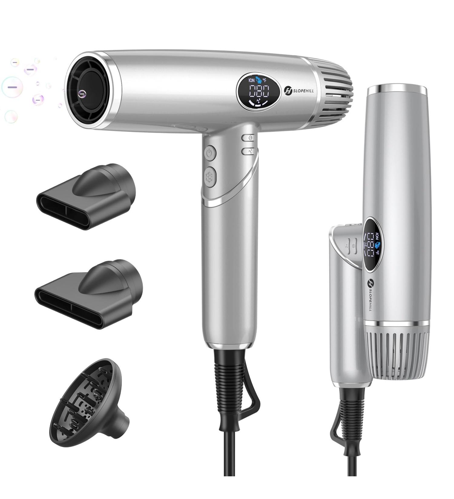 Professional Foldable Hair Dryer - Slopehill Ionic High-Speed Blow Dryer | Portable Compact Travel Dryer with Magnetic Diffuser & LCD Display - Buy Online on SooperMarket.com
