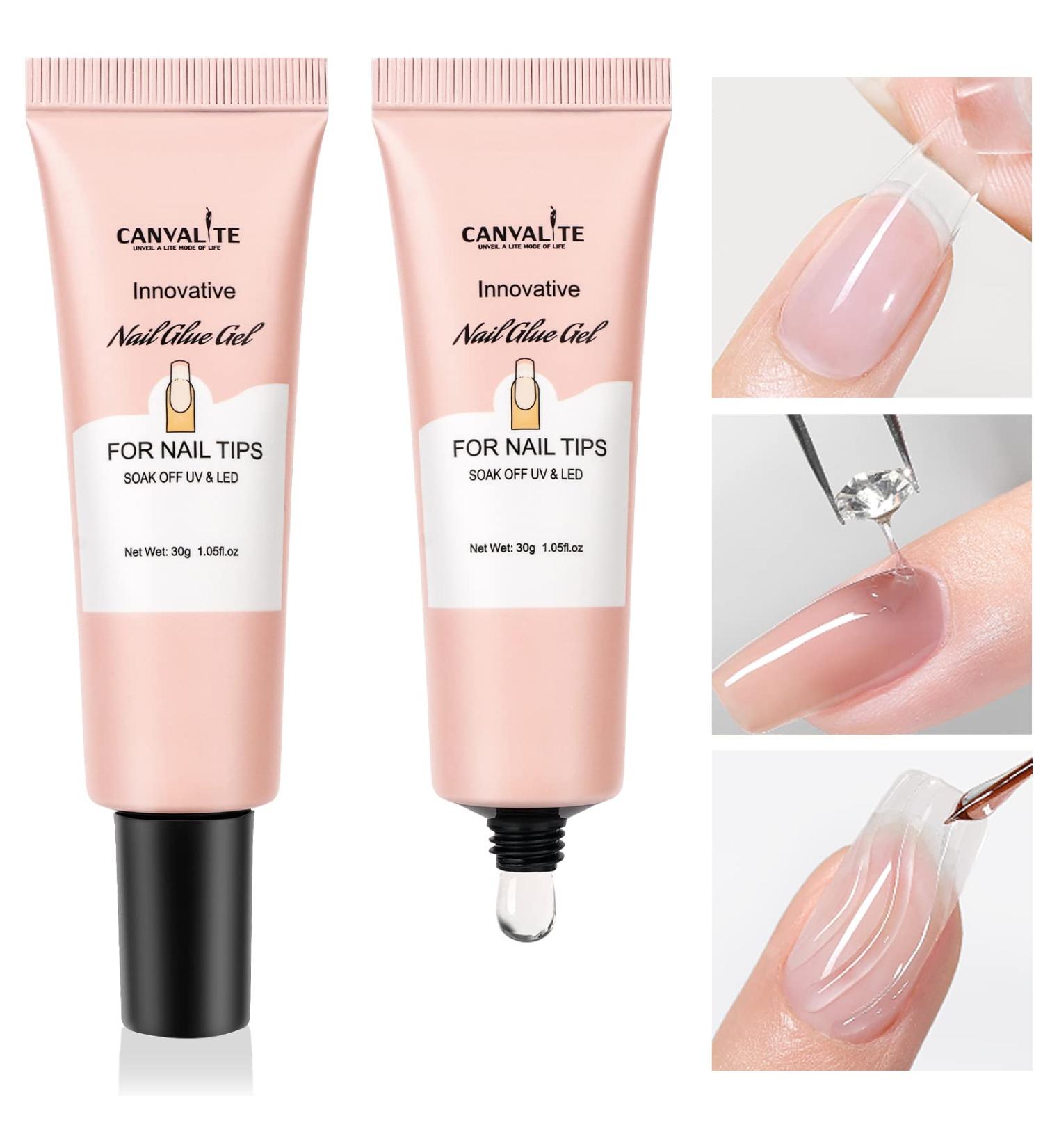 Canvalite Gel Nail Glue - Upgrade Long Lasting UV Nail Adhesive for Nail Extensions | Super Strong Pink Gel for DIY Nail Art - Buy Online on SooperMarket.com