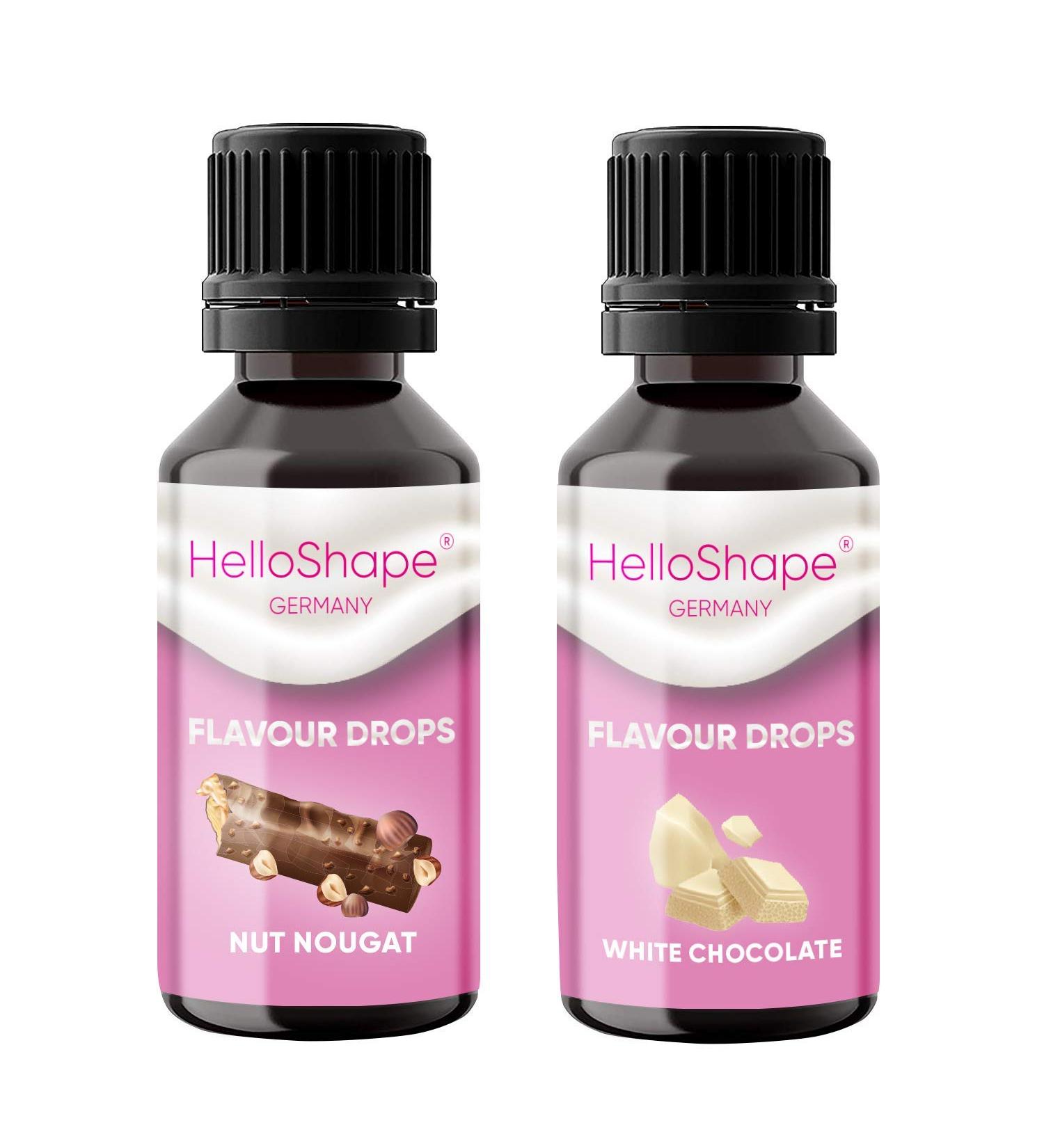 Buy Sugar-Free Flavor Drops - Nut Nougat & White Chocolate 2x30ml | Vegan | Zero-Calorie Sweetener for Yogurt & Porridge | Hello Shape - Buy Online on SooperMarket.com