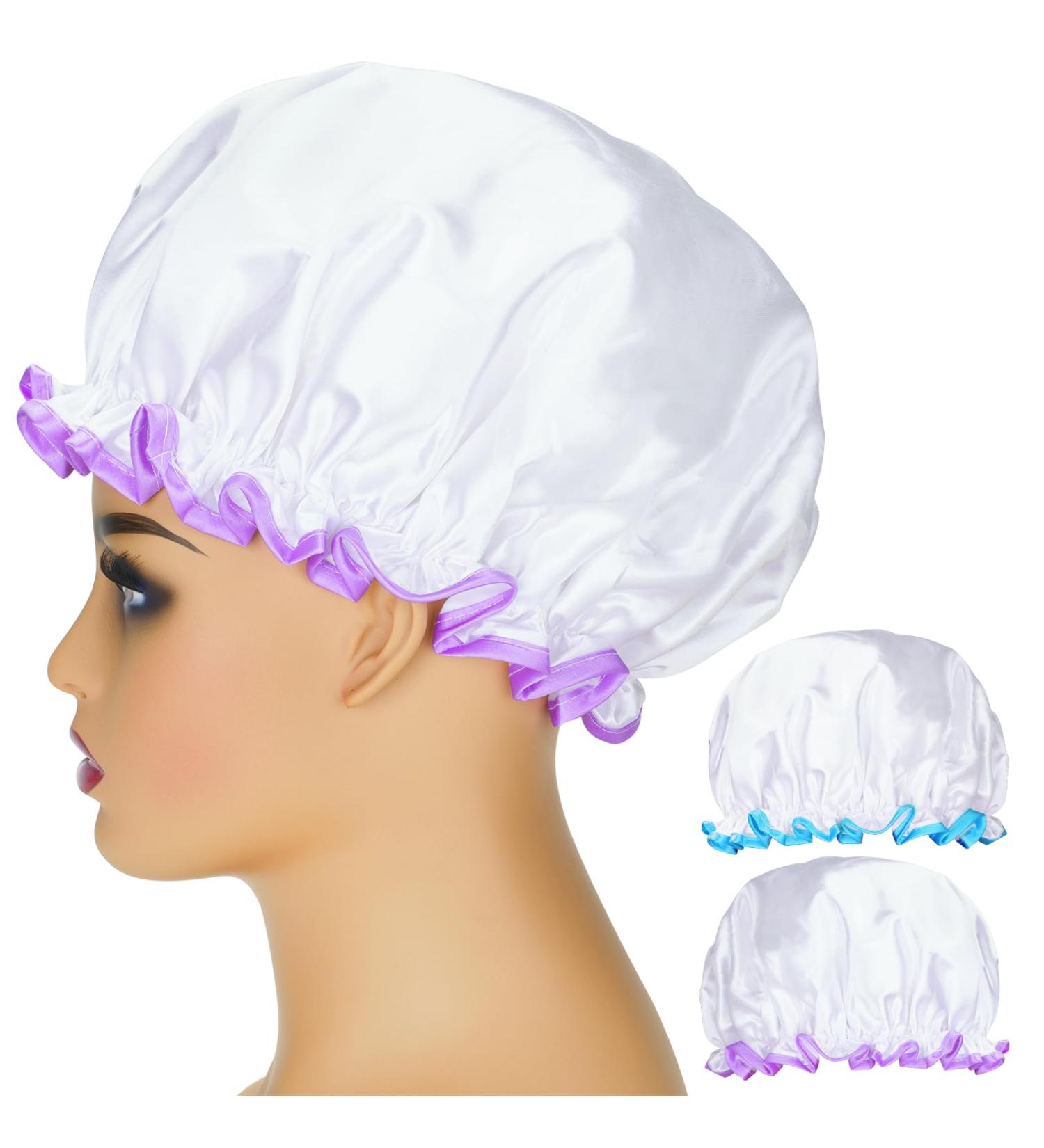 G2PLUS 2PCS Large Shower Cap for Long Hair - 32CM Clear Reusable Elastic Bath Cap for Women and Girls - Ideal for Spa and Home Use - Buy Online on SooperMarket.com