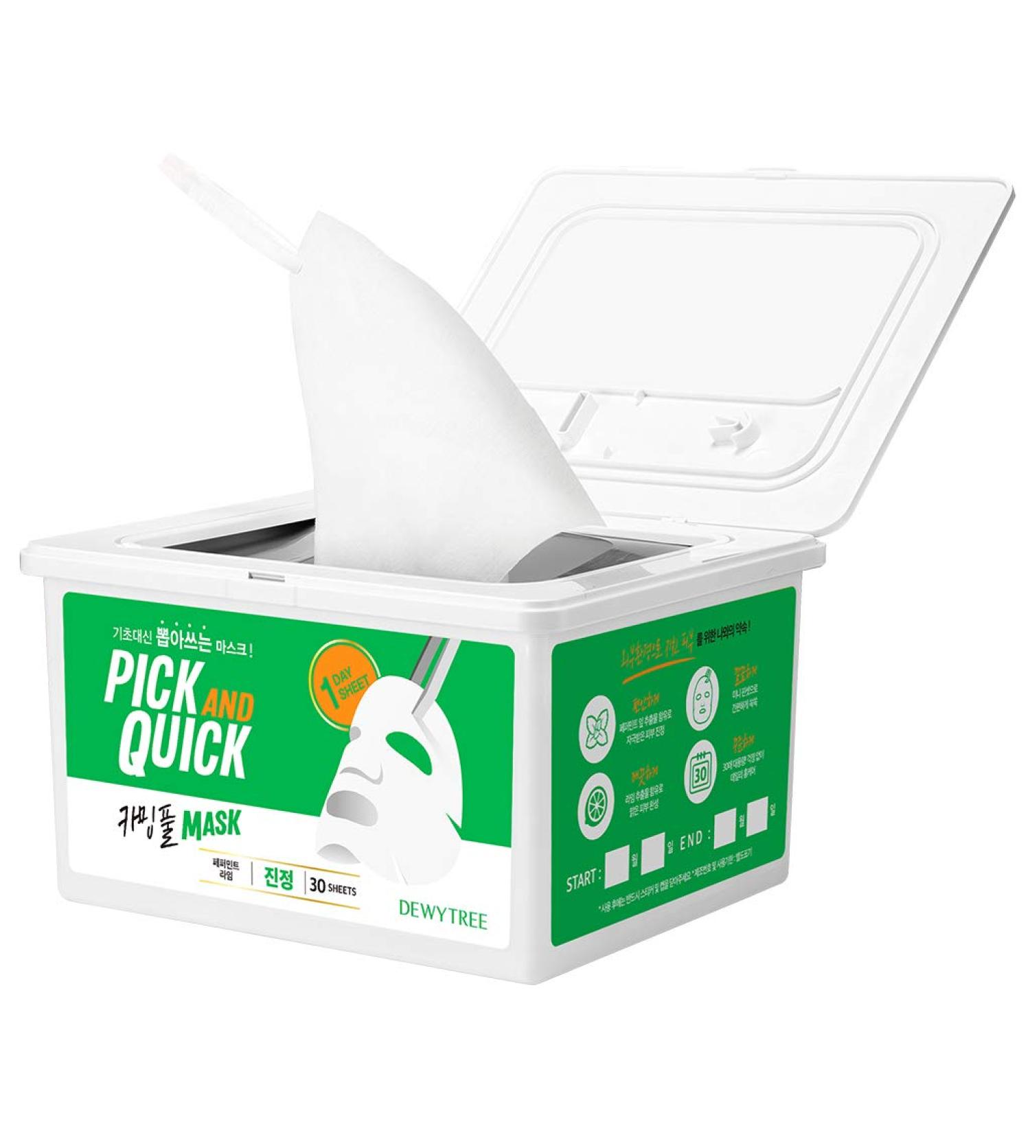 DewyTree Pick and Quick Daily Mask - 30 Sheets Peppermint Lime | Calming Face Mask for Hydration & Refreshing Skin - Buy Online on SooperMarket.com