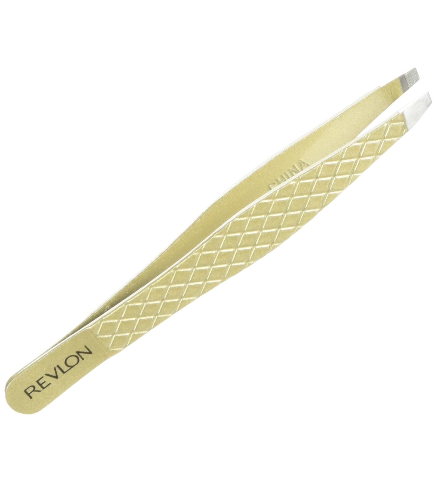 Revlon Gold Series Slant Tweezer - Precision Eyebrow Shaping Tool - Buy Online on SooperMarket.com