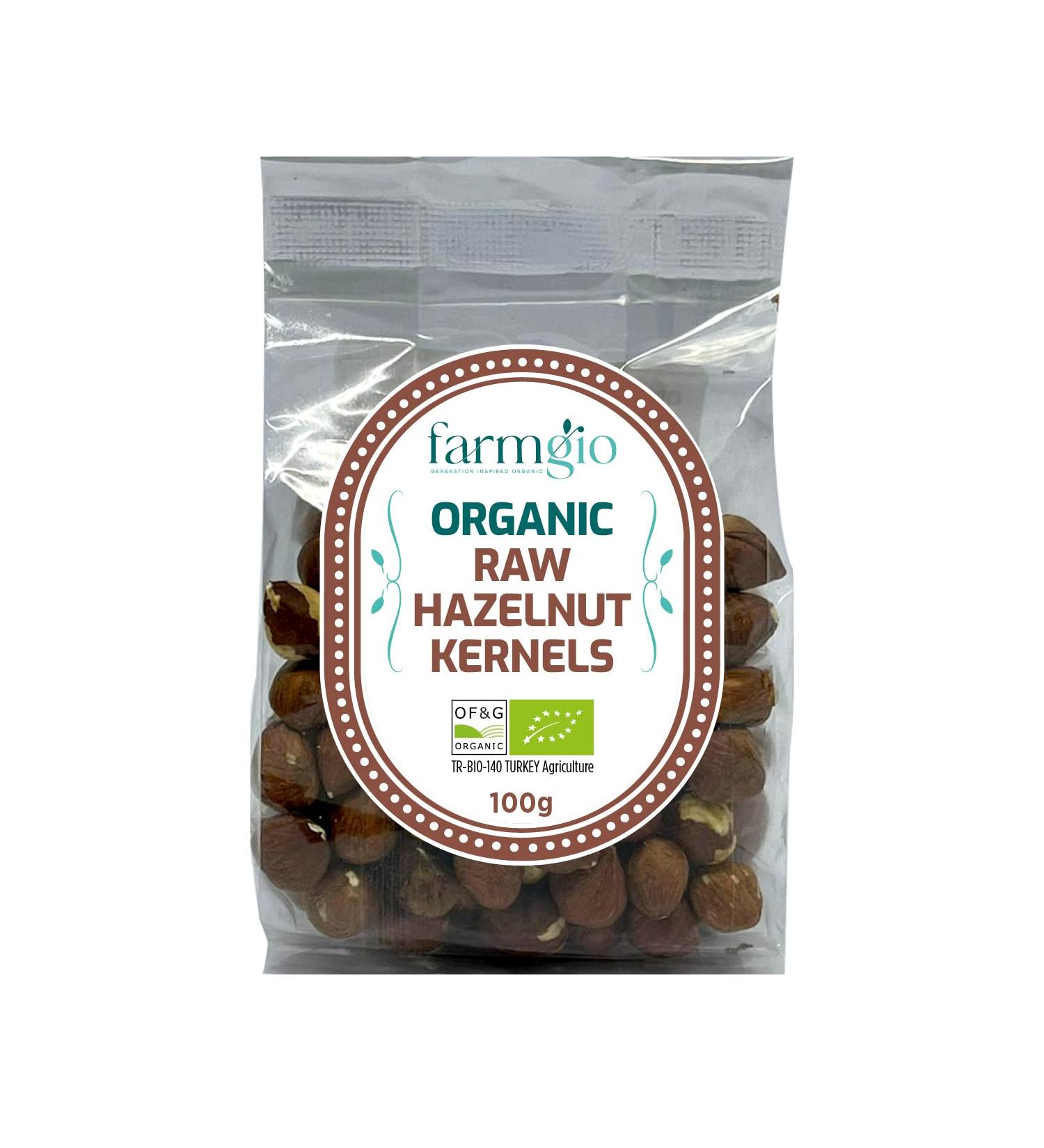 Farmgio Organic Raw Hazelnut Kernels 5 x (100 g) | Vegetarians & Vegans | Certified Organic Agriculture | Zero Preservatives or Additives! - Buy Online on SooperMarket.com