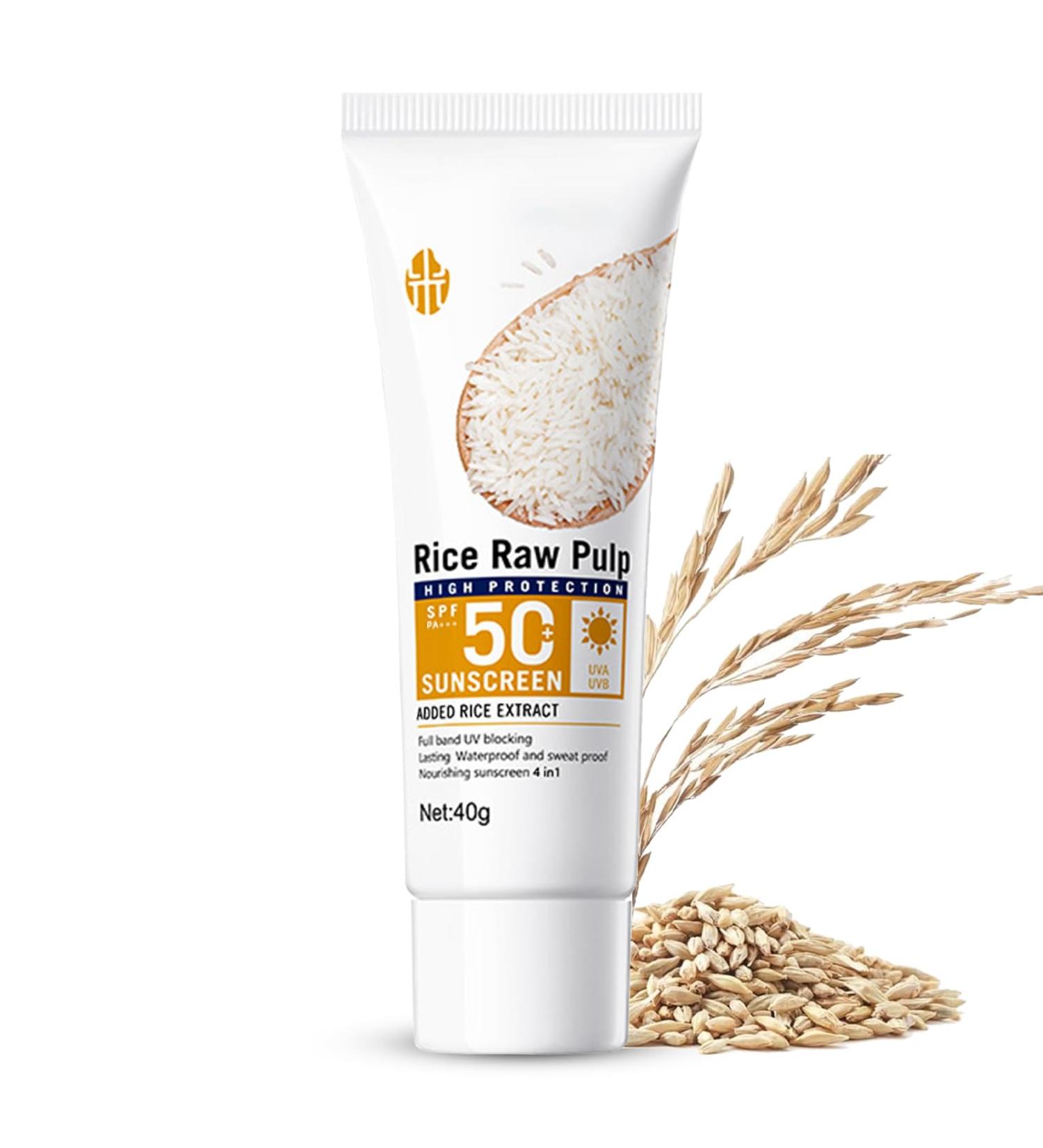 Rice Korean Sunscreen SPF 50+ | Organic Hydrating Moisturizer for Face & Body | No White Cast All Skin Types - Buy Online on SooperMarket.com
