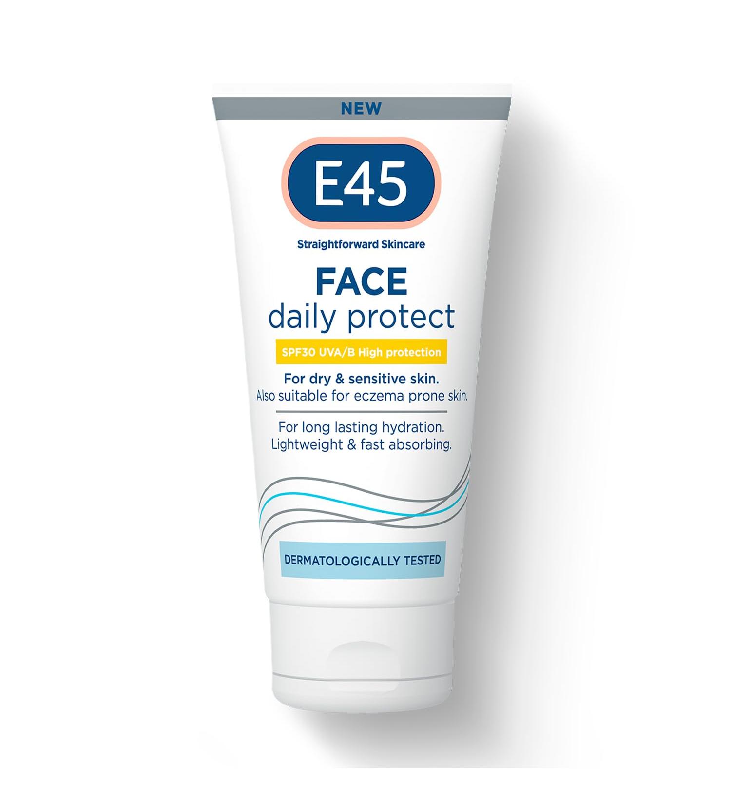 E45 SPF 30 Face Moisturiser for Dry, Sensitive, and Eczema Prone Skin - Hydrating SPF Day Cream 50ml - Buy Online on SooperMarket.com