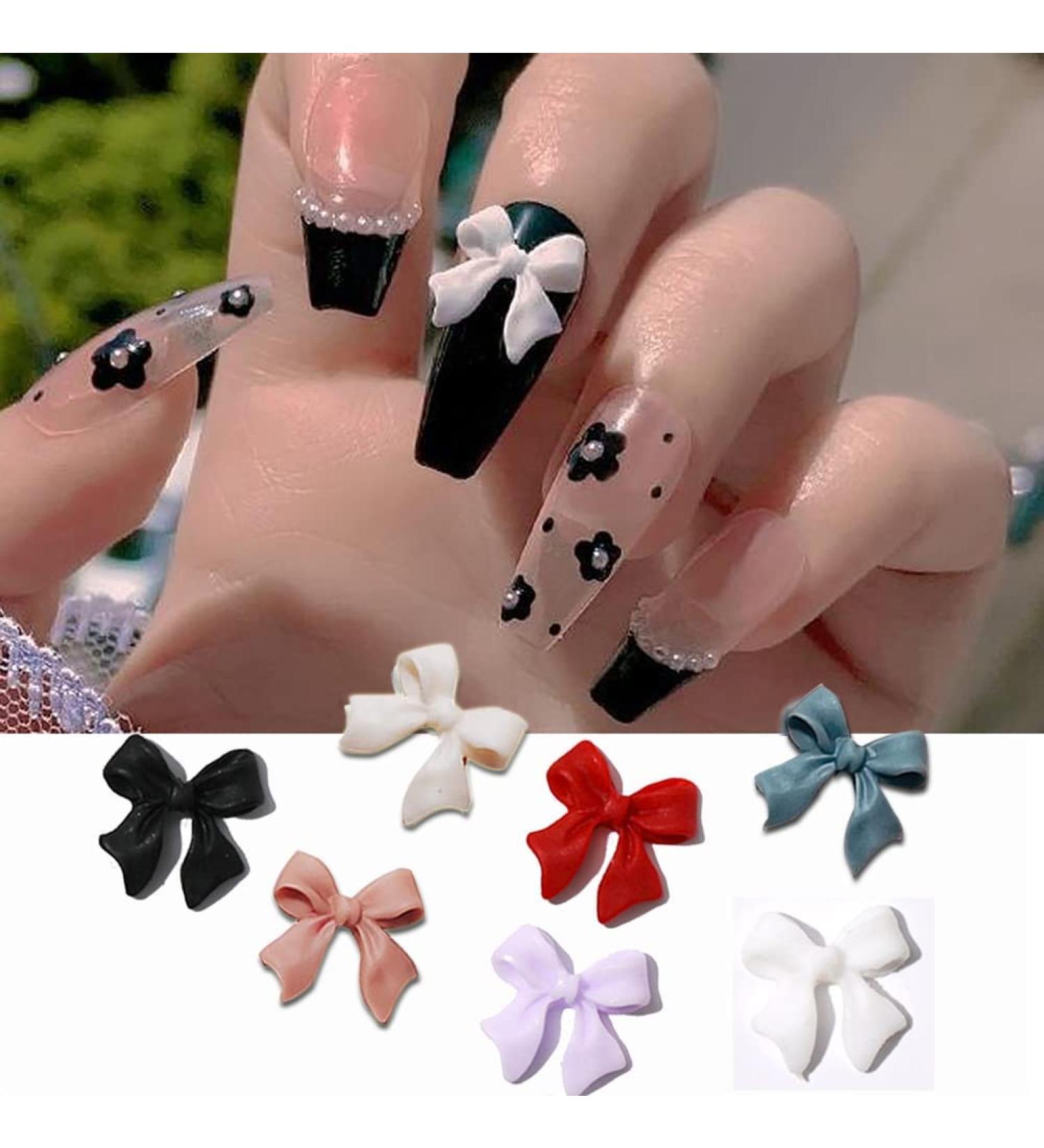 100PCS Colorful 3D Bow Nail Art Decorations - Nail Charms for Acrylic Resin Design - Buy Online on SooperMarket.com