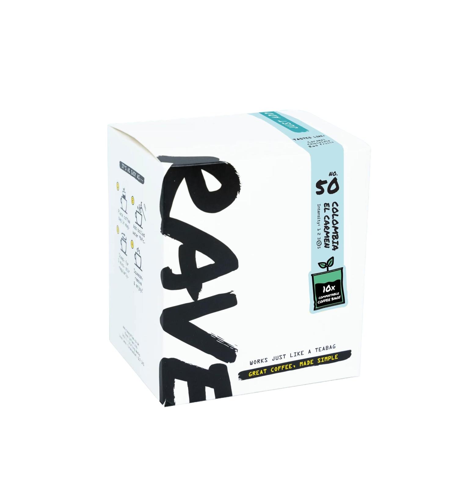 Rave Coffee Compostable Coffee Bags - 10 Pack (El Carmen Blend) El Carmen Blend 90.00 g (Pack of 1) - Buy Online on SooperMarket.com