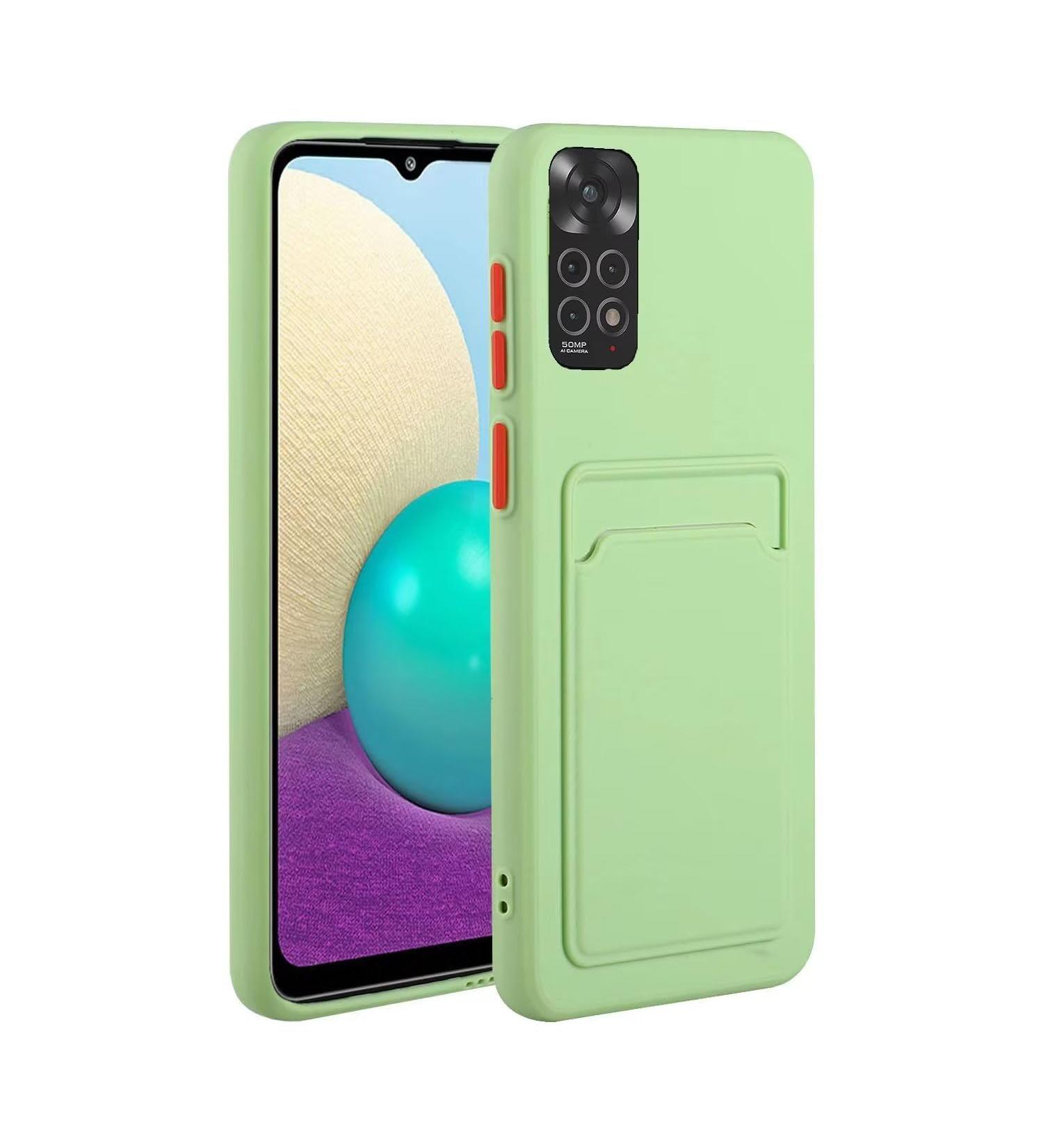 Tivenfezk Nadoli Silicone Case for Xiaomi Redmi Note 11s - Ultra Thin Shockproof Scratch-Resistant Wallet TPU Cover with Credit Card Holder - Green - Buy Online on SooperMarket.com