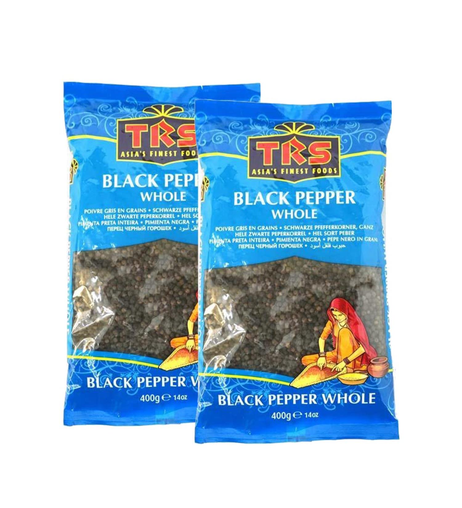 TRS Black Pepper Whole | 400G | Whole Pepper | Gourmet Black Peppercorn | Peppercorns for Grinders |Ground Black Pepper |Indian Origin (Pack of 2) - Buy Online on SooperMarket.com