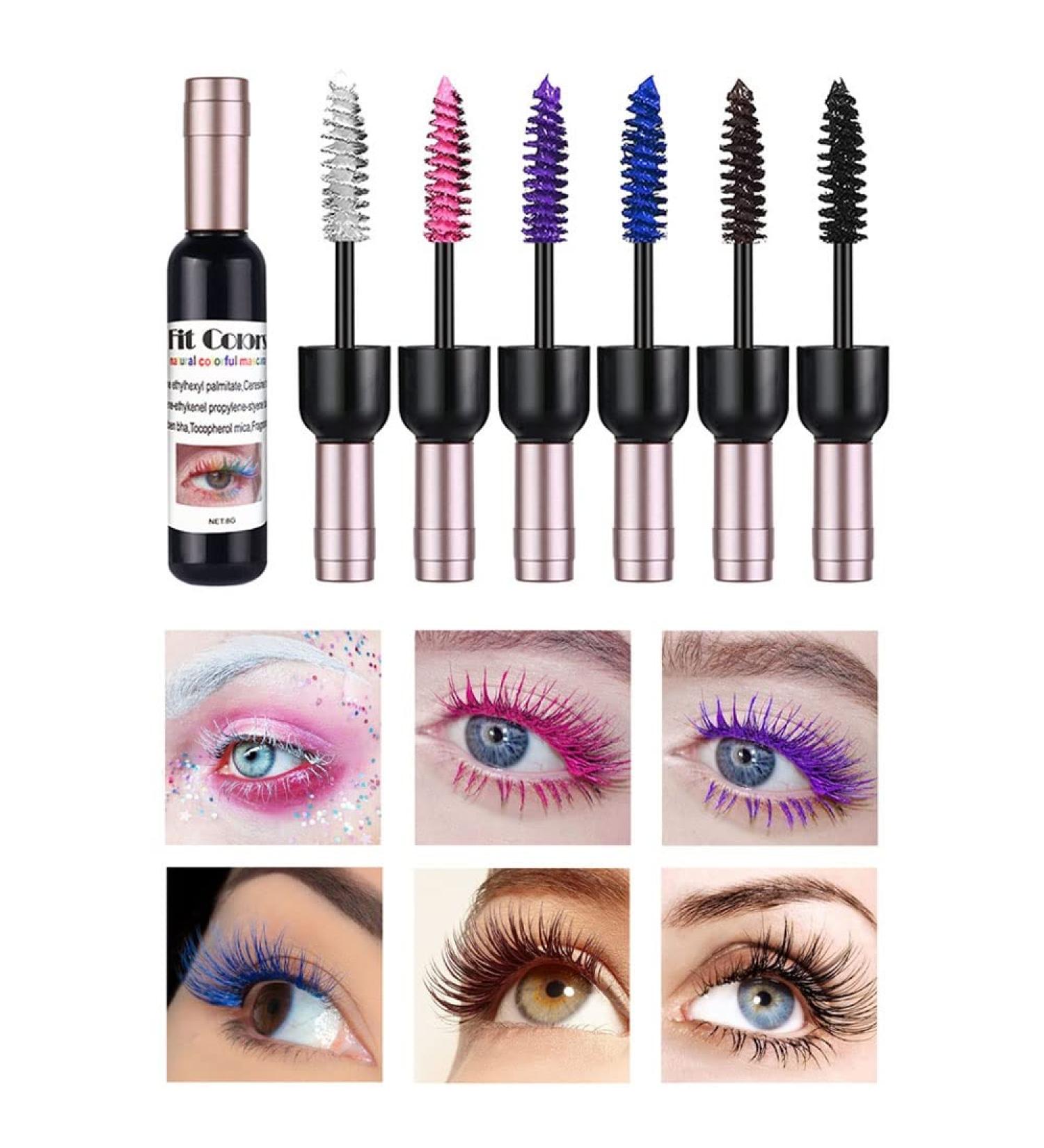 SWETIYOU 6-Piece Colored Mascara Set - Wine-Bottle Colors, Waterproof & Long-Lasting for Charming Eye Makeup - Buy Online on SooperMarket.com