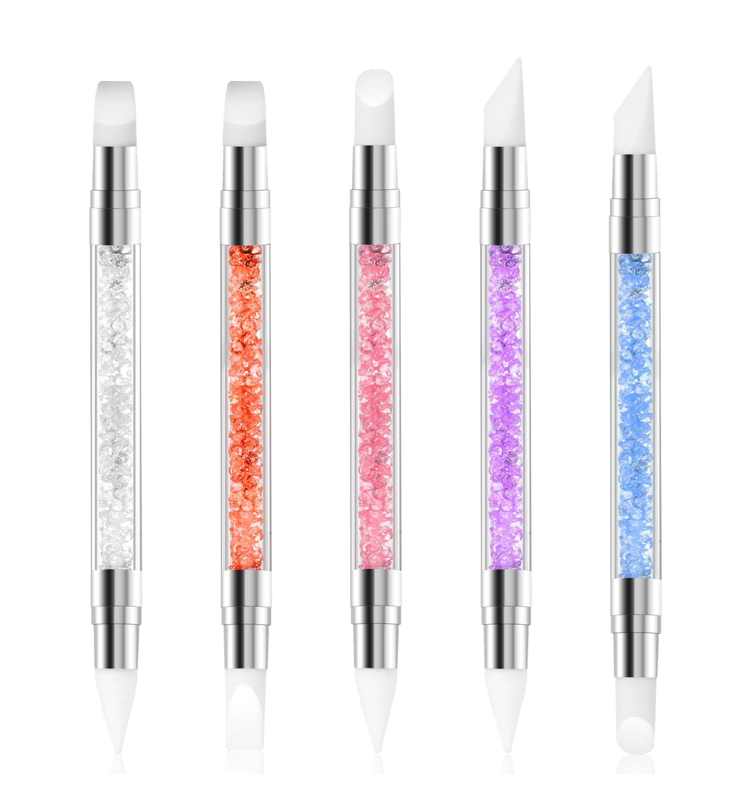5 Pieces Nail Art Sculpture Pen Set - Dual Pointed Silicone Brushes for Gel Nail Design Foil Drawing & Shapes - Buy Online on SooperMarket.com