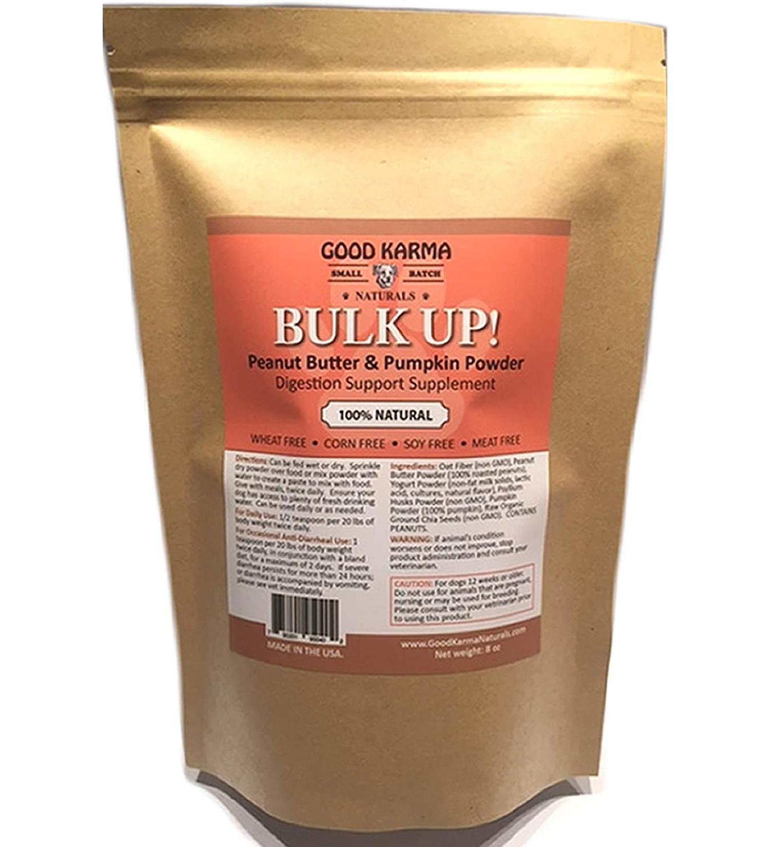 Good Karma Naturals Bulk Up All Natural Digestion Support Powder for Dogs - Diarrhea Relief & Anal Gland Health Supplement (8oz) - Buy Online on SooperMarket.com