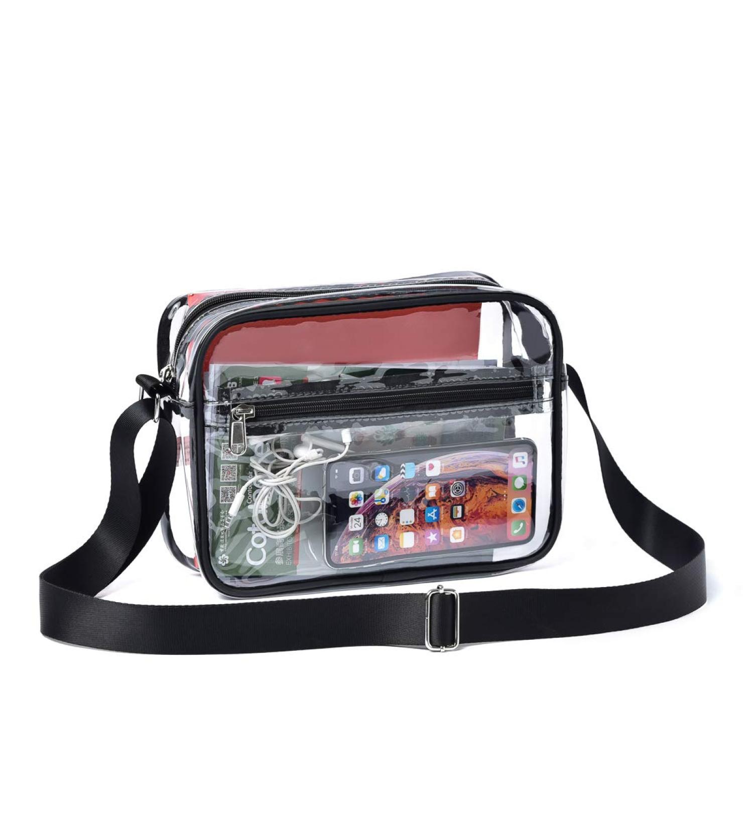 Clear Crossbody Messenger Bag - Stadium Approved for Work, Travel, and Events - Buy Online on SooperMarket.com