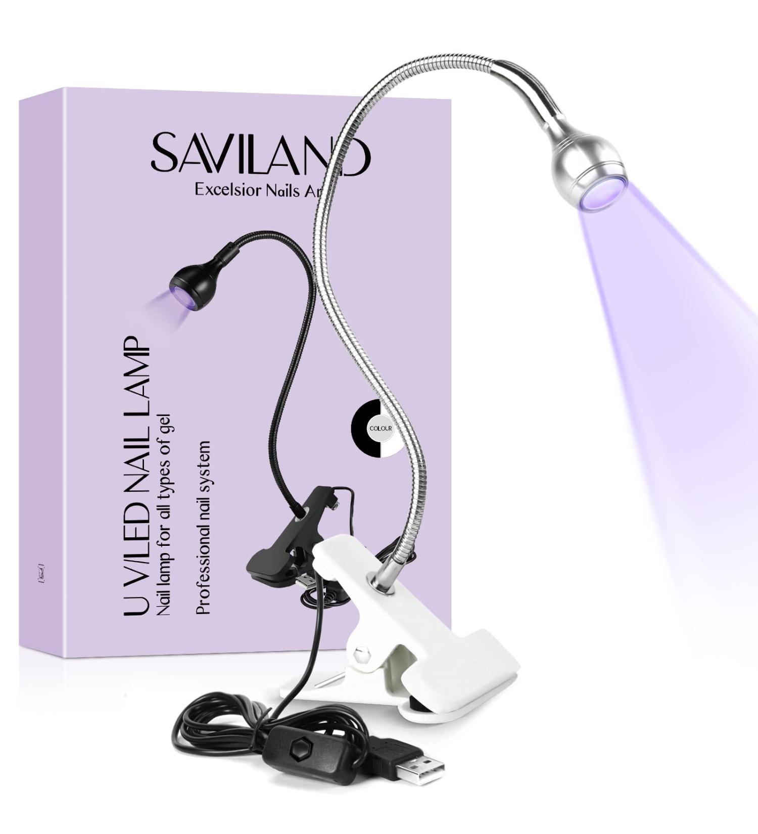 Saviland UV Lamp for Gel Nails - Flexible Mini LED Nail Dryer with Clip | Rotatable 3W Nail Art Lamp for Perfect Gel Hardening - Buy Online on SooperMarket.com