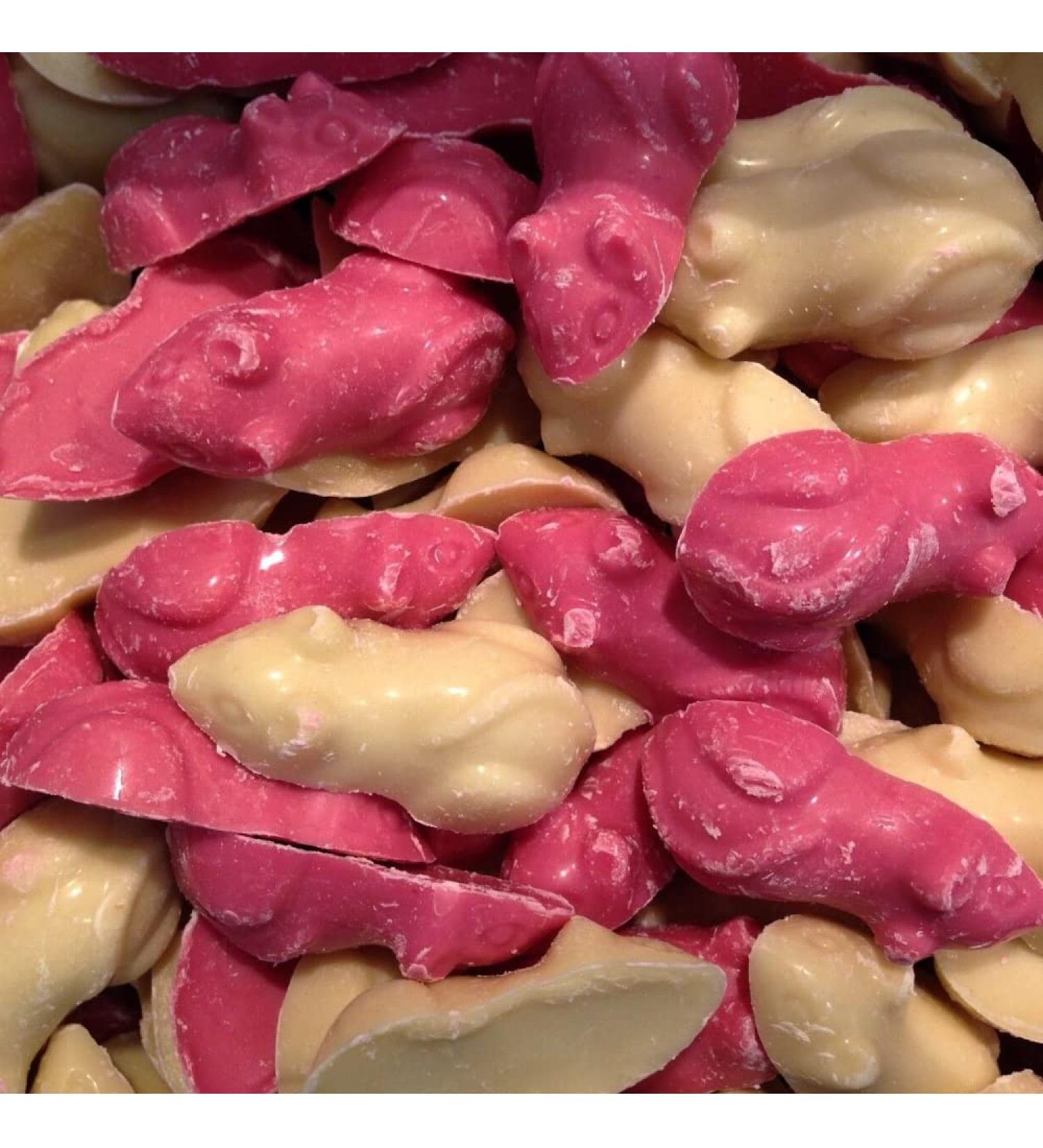 Hannahs Pink and White Large Chocolate Candy Mice 250 g
