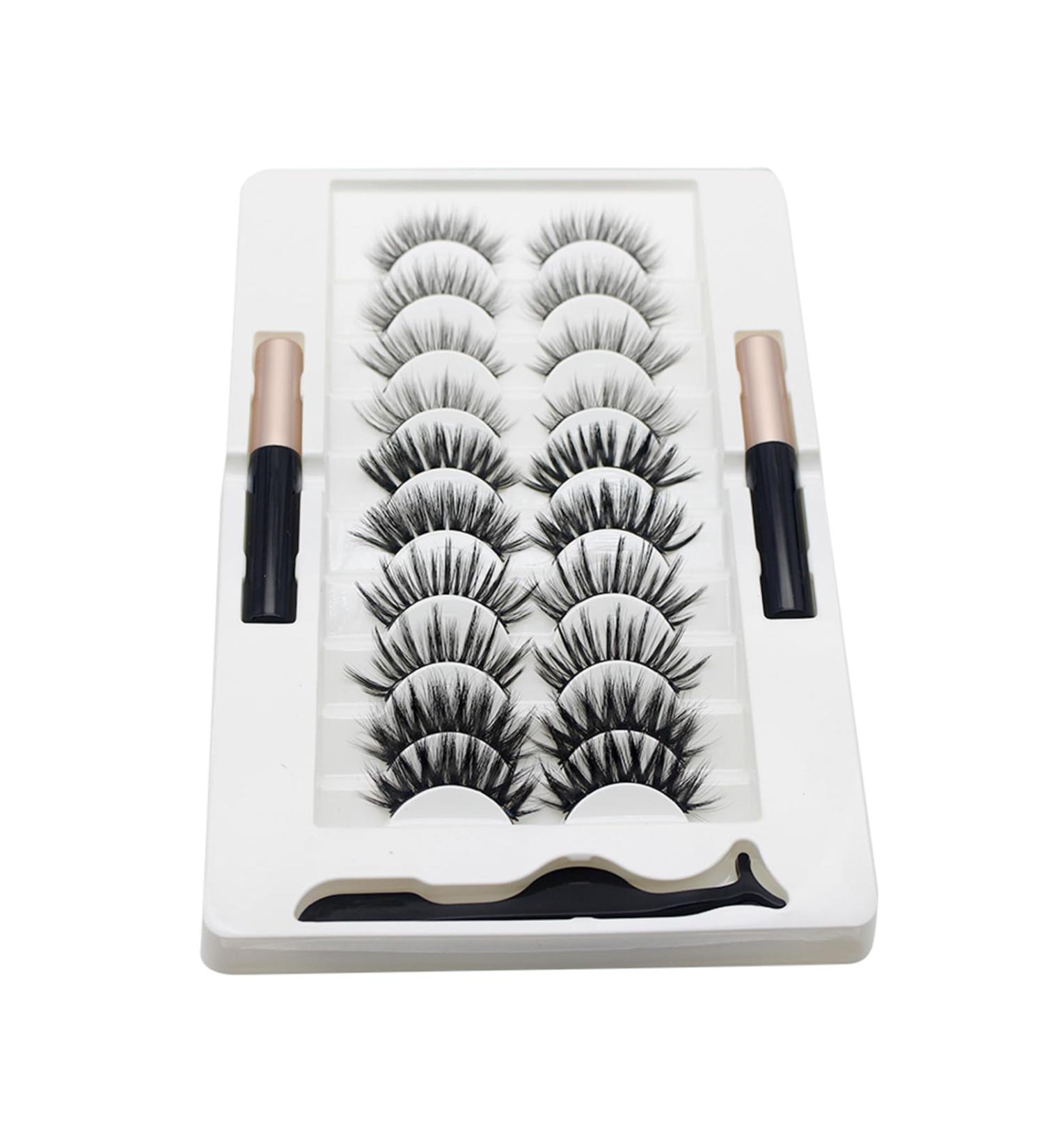 Magnetic Eyelashes And Eyeliner Kit Reusable Magnetic Lashes With Eyeliner And Tweezers 3D Natural Look False Eyelashes Magnetic Eyeliner And Eyelashes Kit - Buy Online on SooperMarket.com