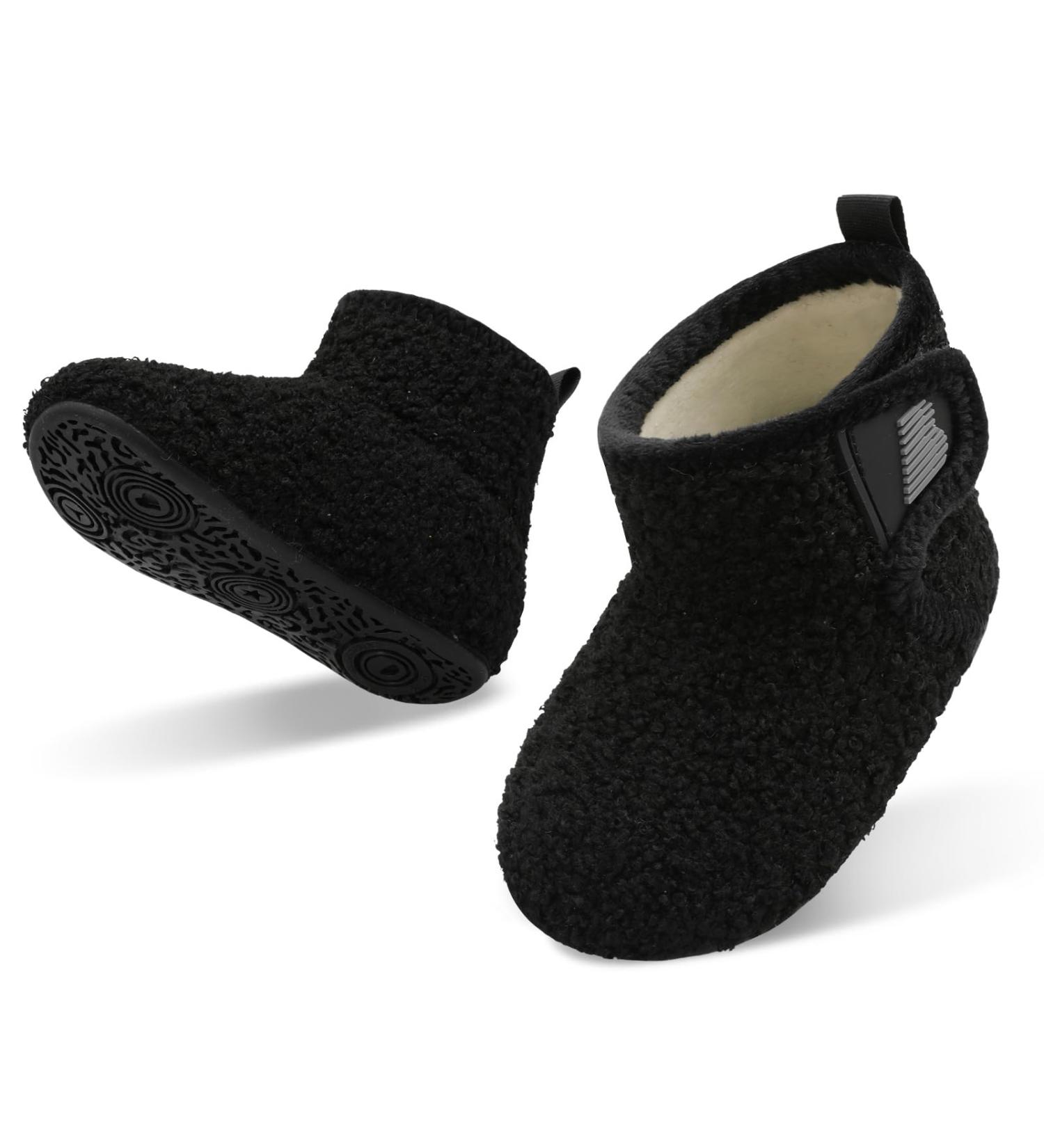 JOINFREE Baby Slippers Non-Slip Rubber Sole Cozy Home Booties - Black - Buy Online on SooperMarket.com
