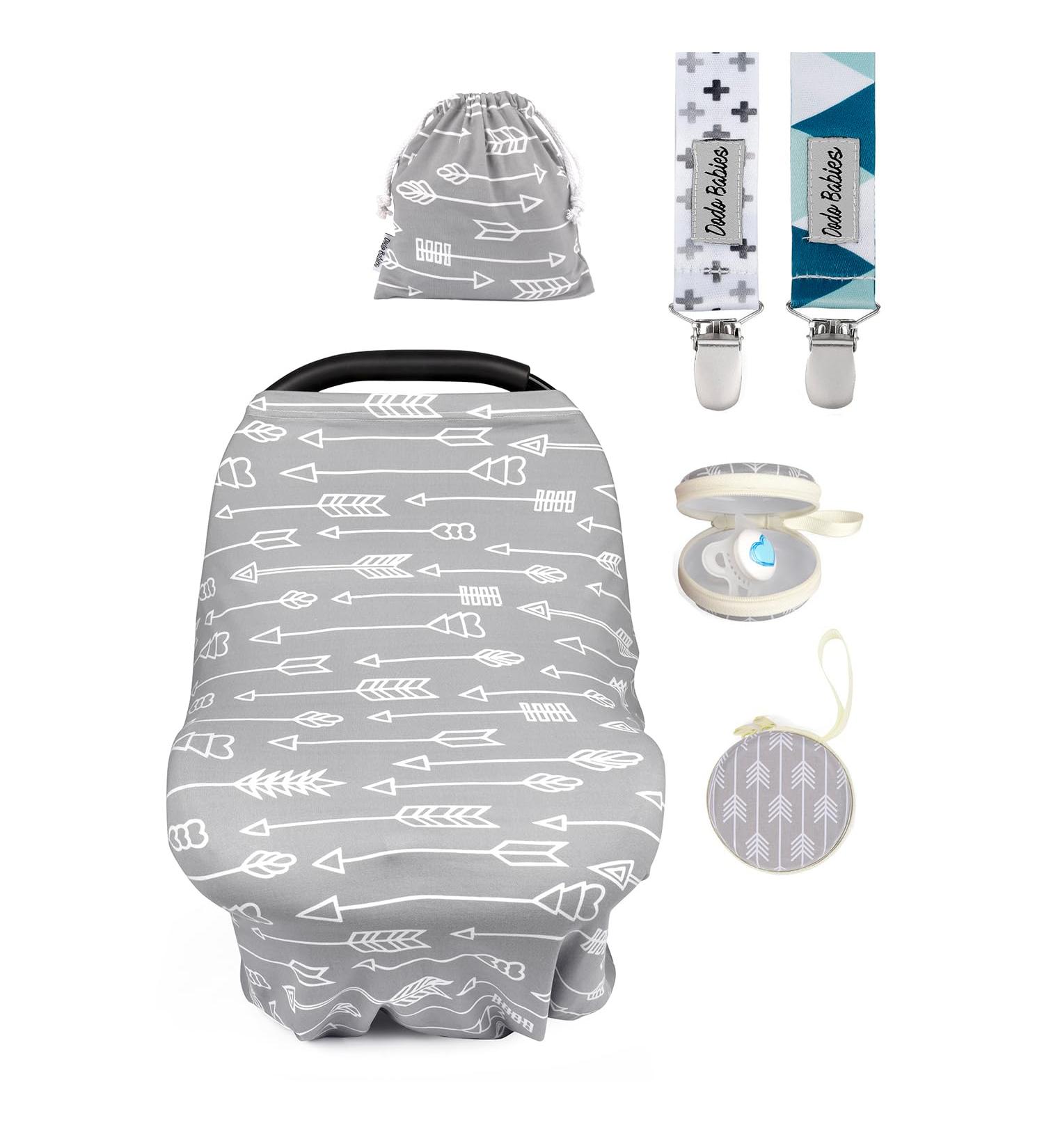 Buy Dodo Babies Silent Scarf for Breastfeeding Multi-Purpose Car Seat Cover Ultra-Soft & Breathable Design with Pacifier Clamps Gray - Buy Online on SooperMarket.com