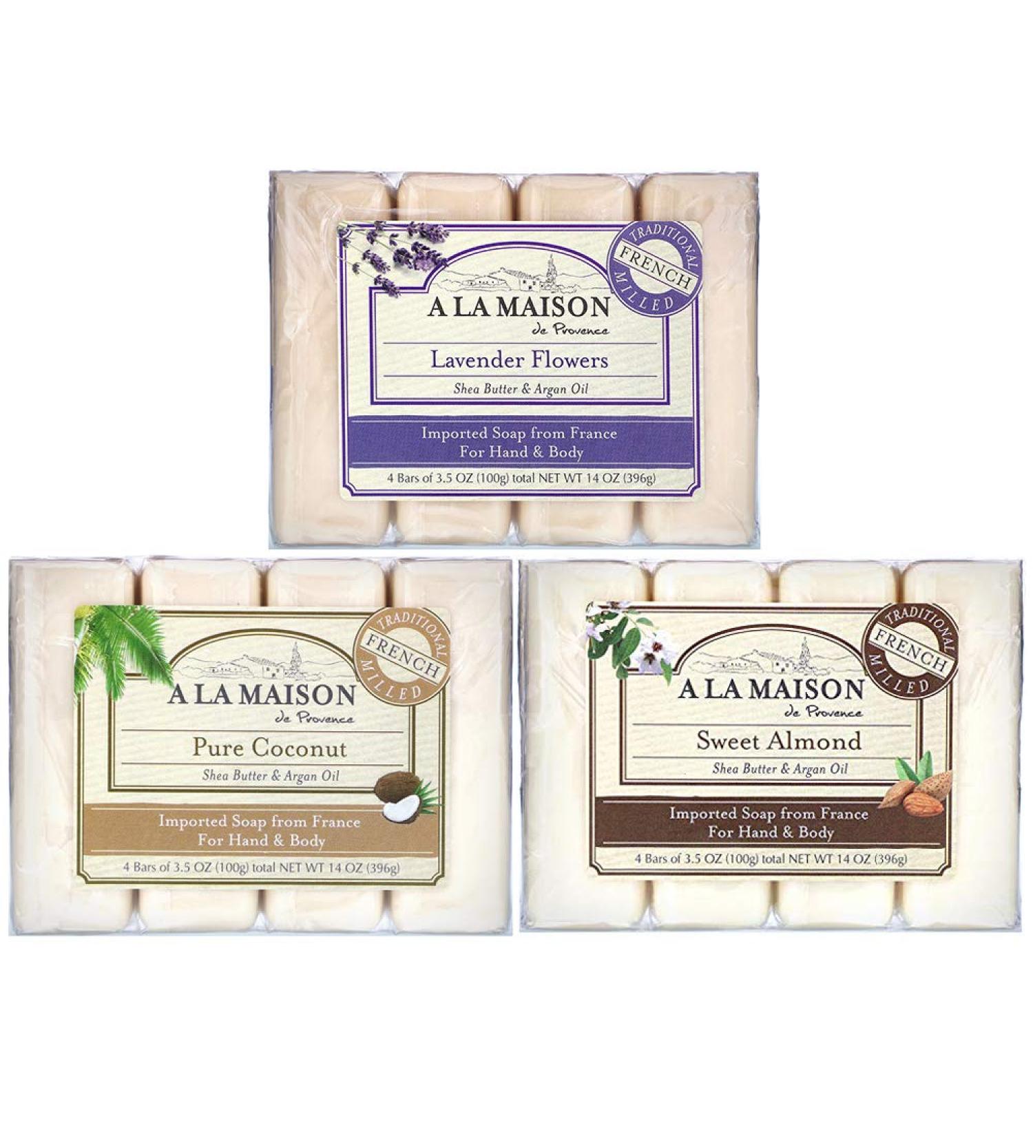 A LA MAISON de Provence Lavender Bar Soap | French Milled with Coconut & Almond | Moisturizing Hand & Body Soap | 8.8 Oz (3 Pack) - Buy Online on SooperMarket.com
