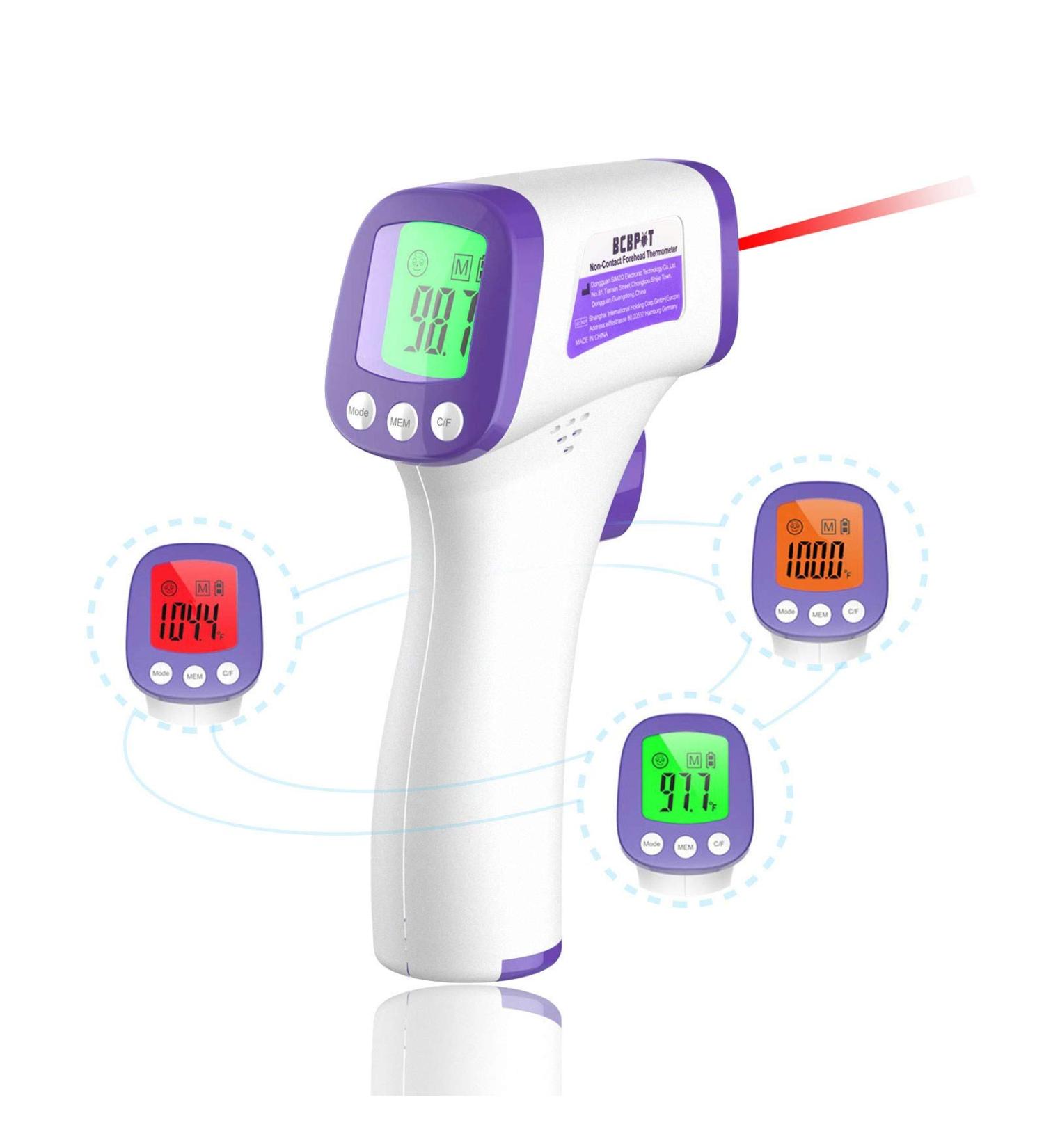Non-Contact Infrared Forehead Thermometer for Adults & Kids - Digital Fever Alarm & LCD Display - Buy Online on SooperMarket.com