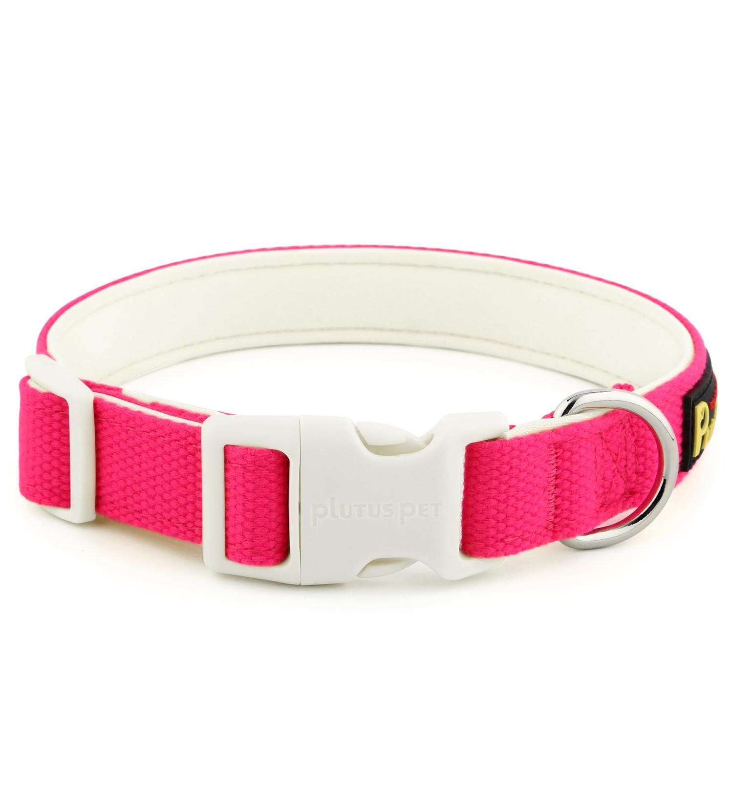 Plutus Pet Cotton Dog Collar Heavy Duty Collar with Soft Padding Adjustable and Comfortable for Small Medium and Large Dogs Hot Pink S Small Hot Pink - Buy Online on SooperMarket.com