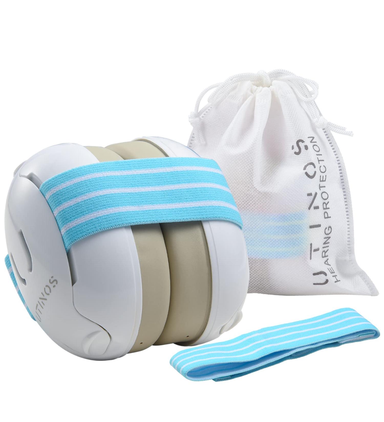 UTINOS Baby Ear Protection Earmuffs - Noise Cancelling Headphones for Infants & Toddlers - Travel Essential with Extra Strap & Carrying Pouch - Blue - Buy Online on SooperMarket.com