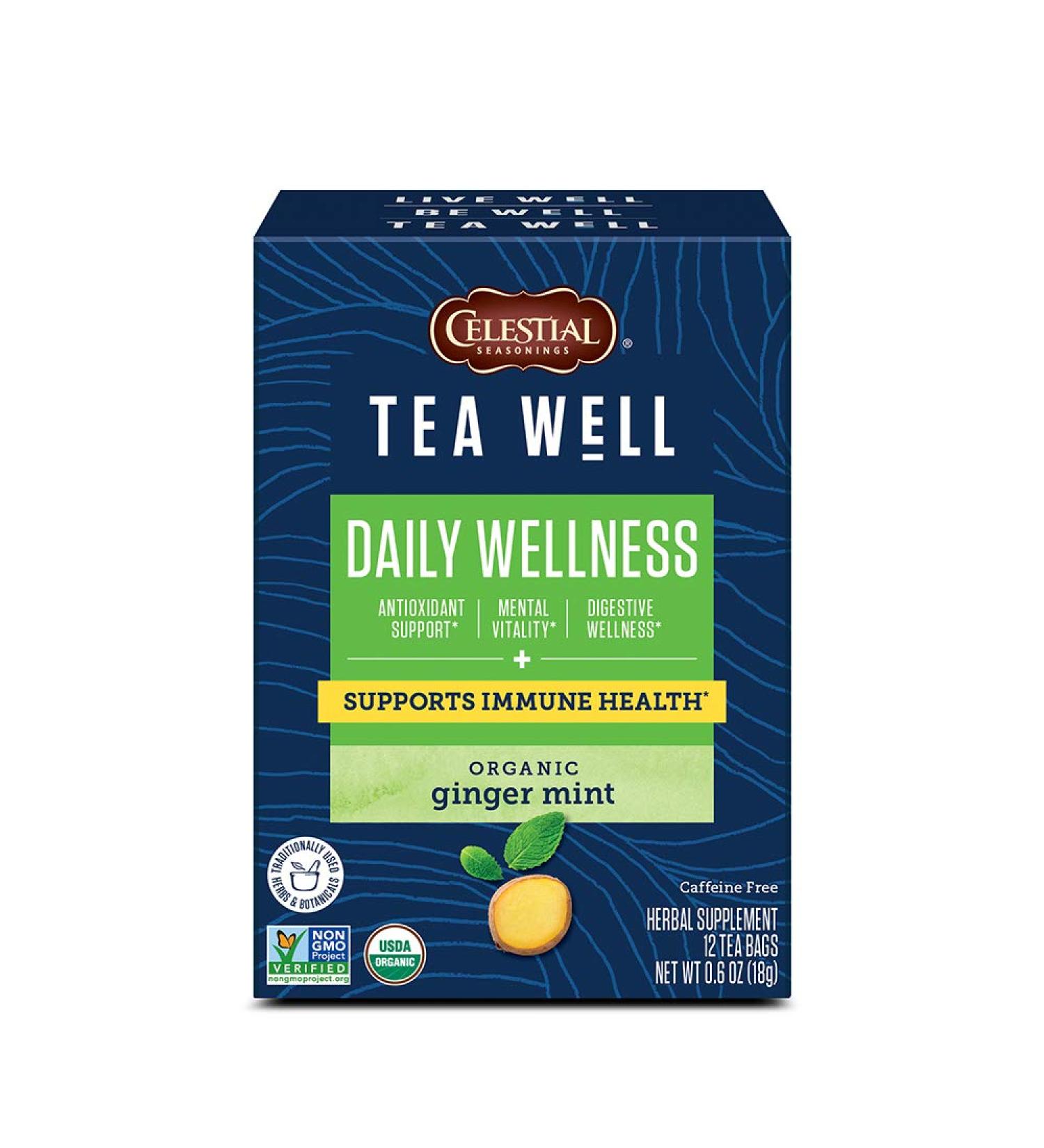 Celestial Seasonings Organic Ginger Mint Herbal Tea - Caffeine Free Daily Wellness, 12 Tea Bags - Buy Online on SooperMarket.com