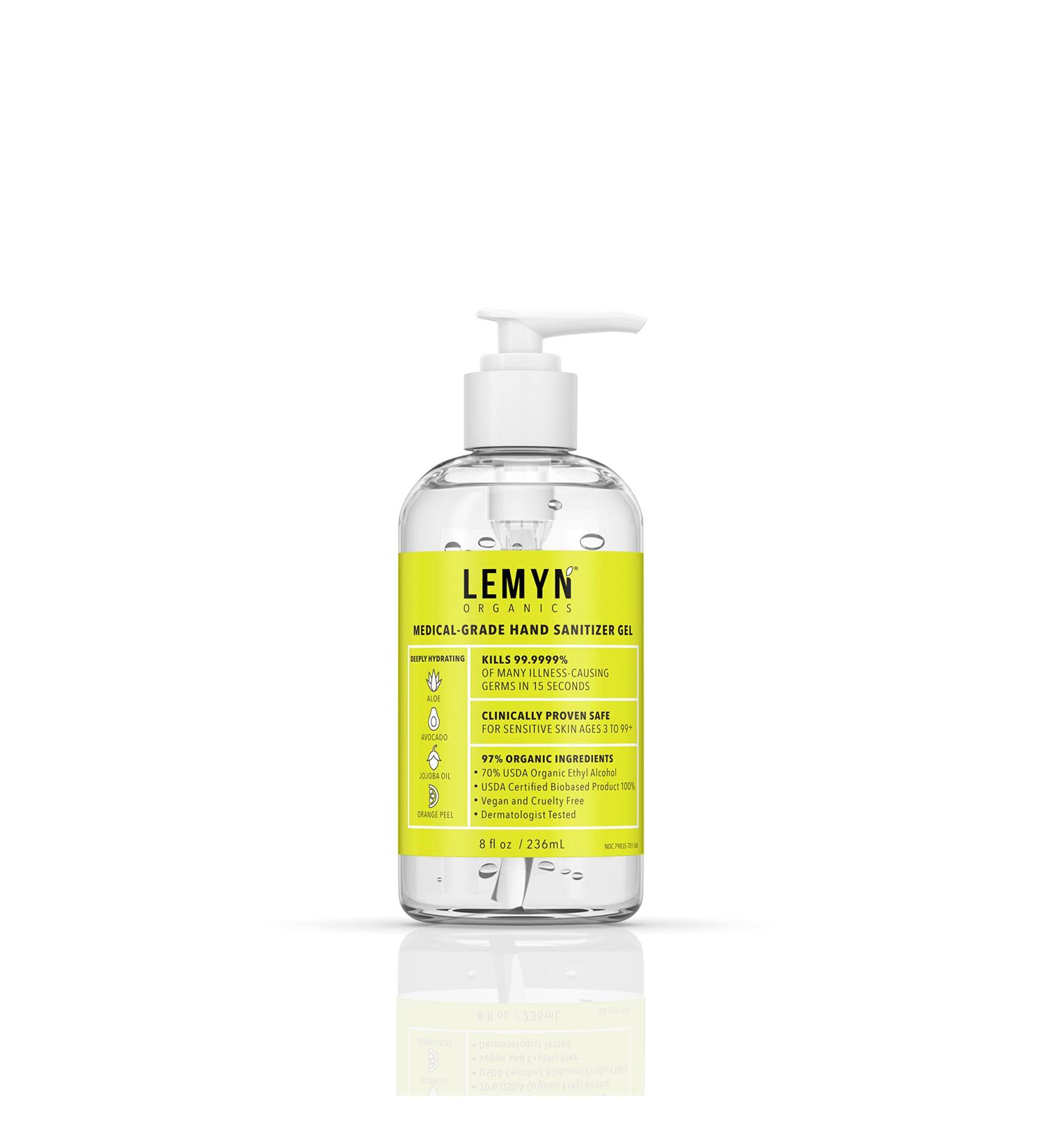 Lemyn Organics 97% Organic Medical Grade Hand Sanitizer Gel - 8 fl.oz. with Pump - Buy Online on SooperMarket.com