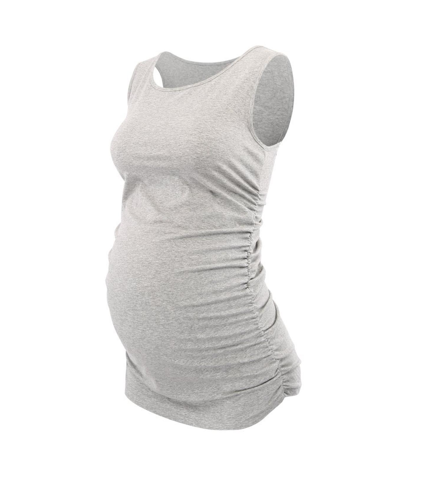 ZUMIY Maternity Top - Women's Cotton Round Neck Ruched Waist Cami Shirt S Grey - Buy Online on SooperMarket.com