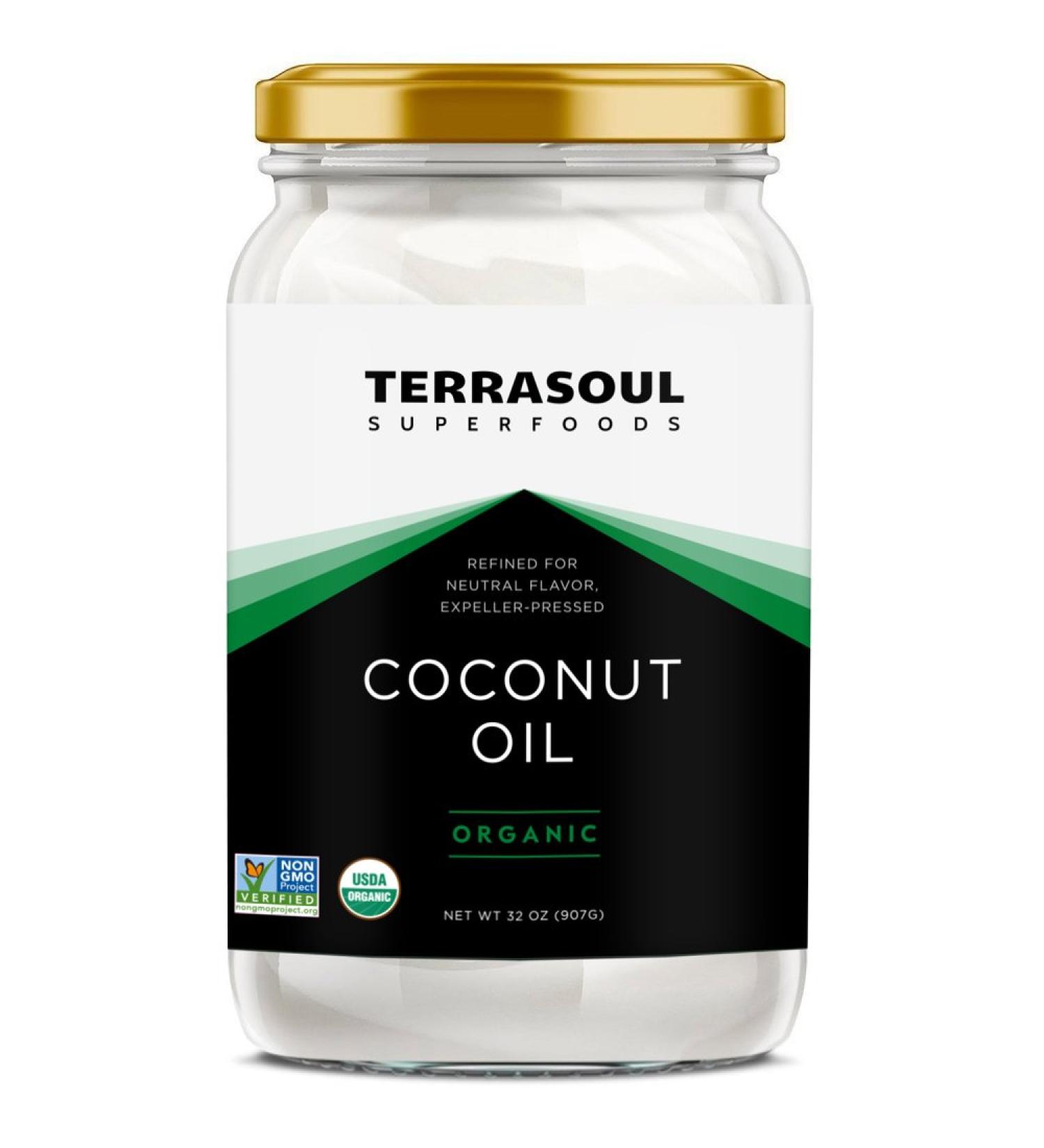 Terrasoul Superfoods Organic Coconut Oil - 2lbs Glass Jar | No Flavor or Scent - Buy Online on SooperMarket.com