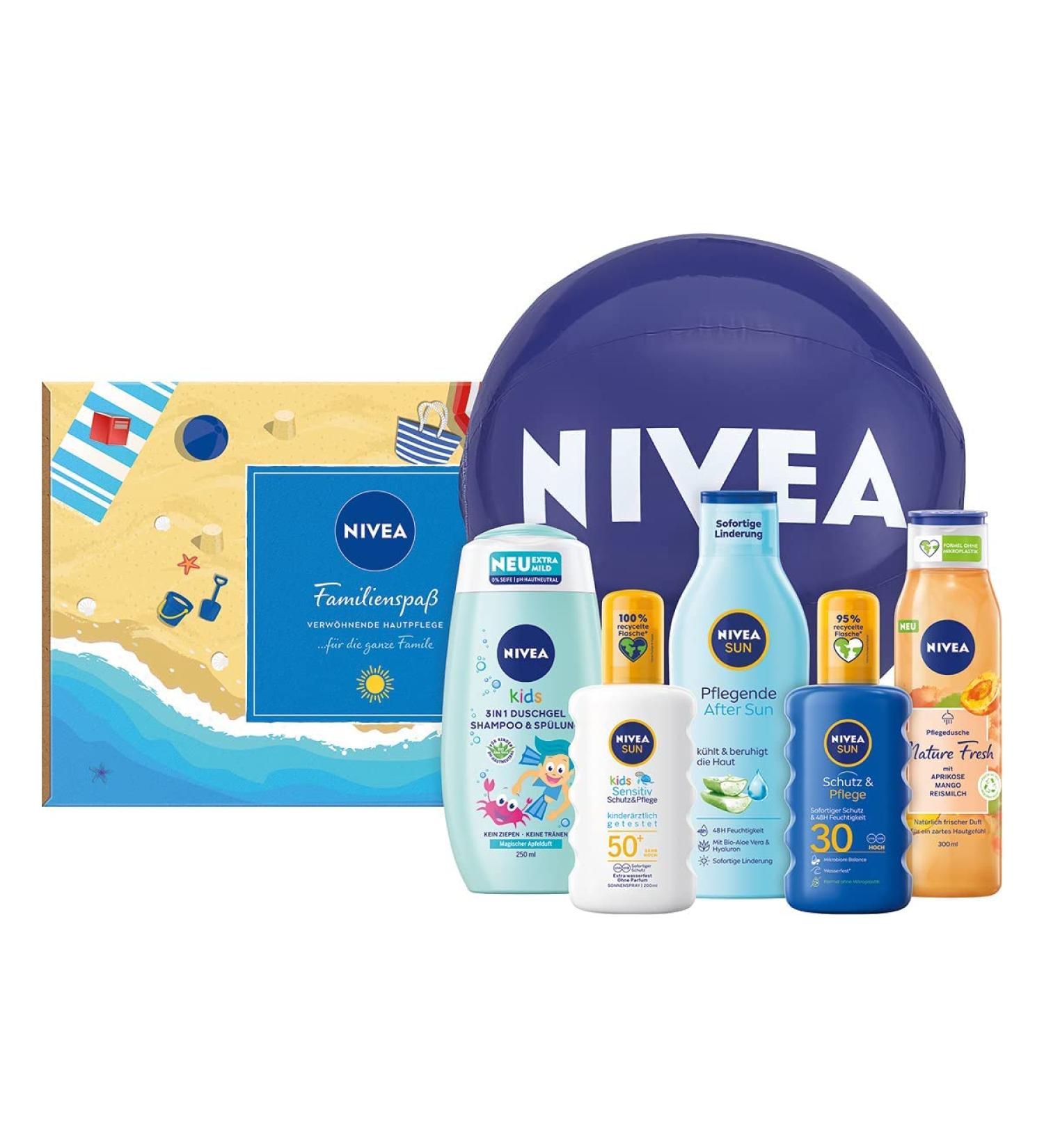 Nivea Family Fun Set - 5-Piece Sun Protection Gift Set with Sun Spray Care Shower & More for All Ages - International Shipping Available - Buy Online on SooperMarket.com