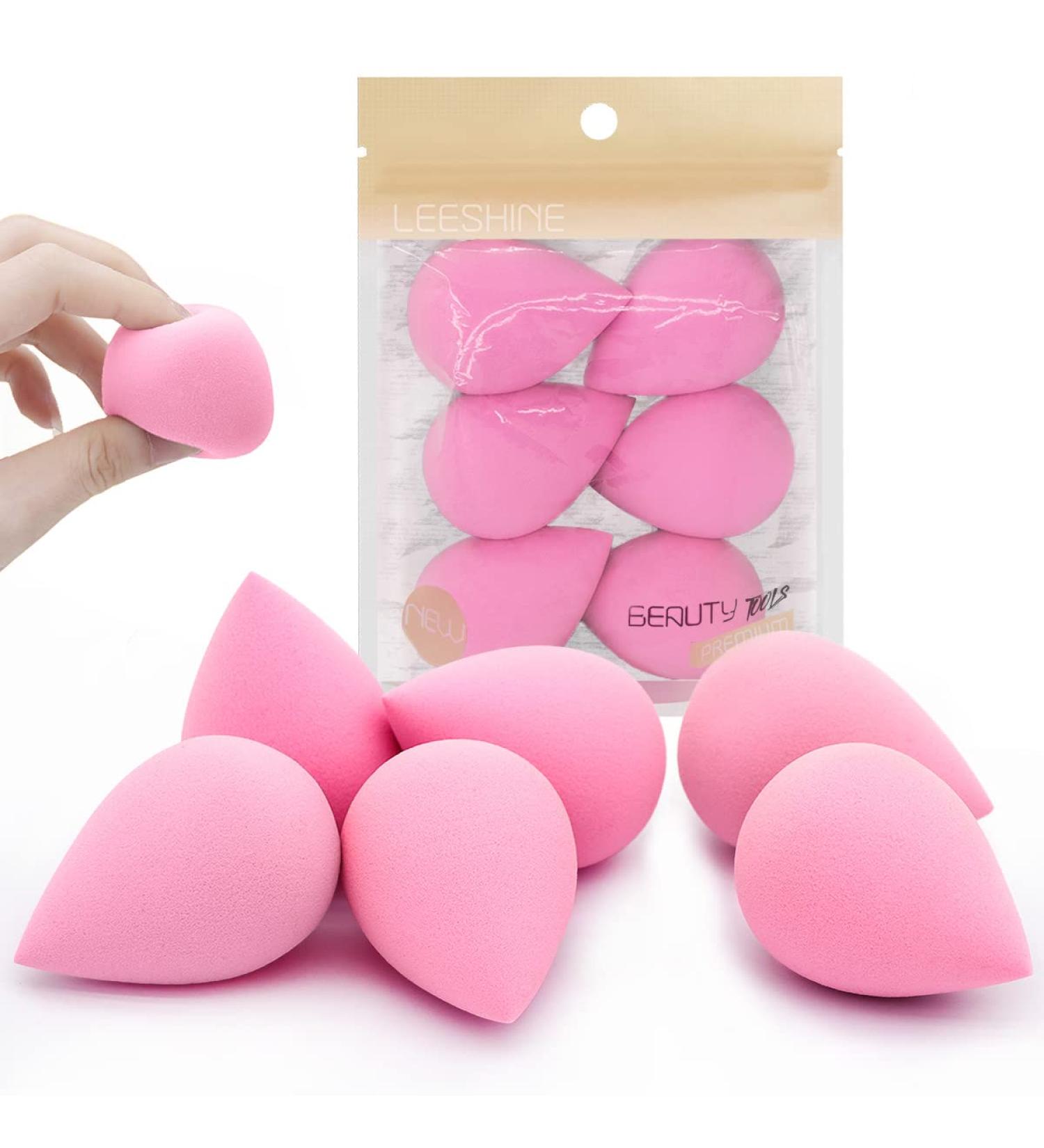 6 Pcs Makeup Blender Beauty Sponge Set - Latex-Free Sponges for Liquid, Cream, and Powder Foundation - Super Soft Beauty Blender Set in Light Pink - Buy Online on SooperMarket.com