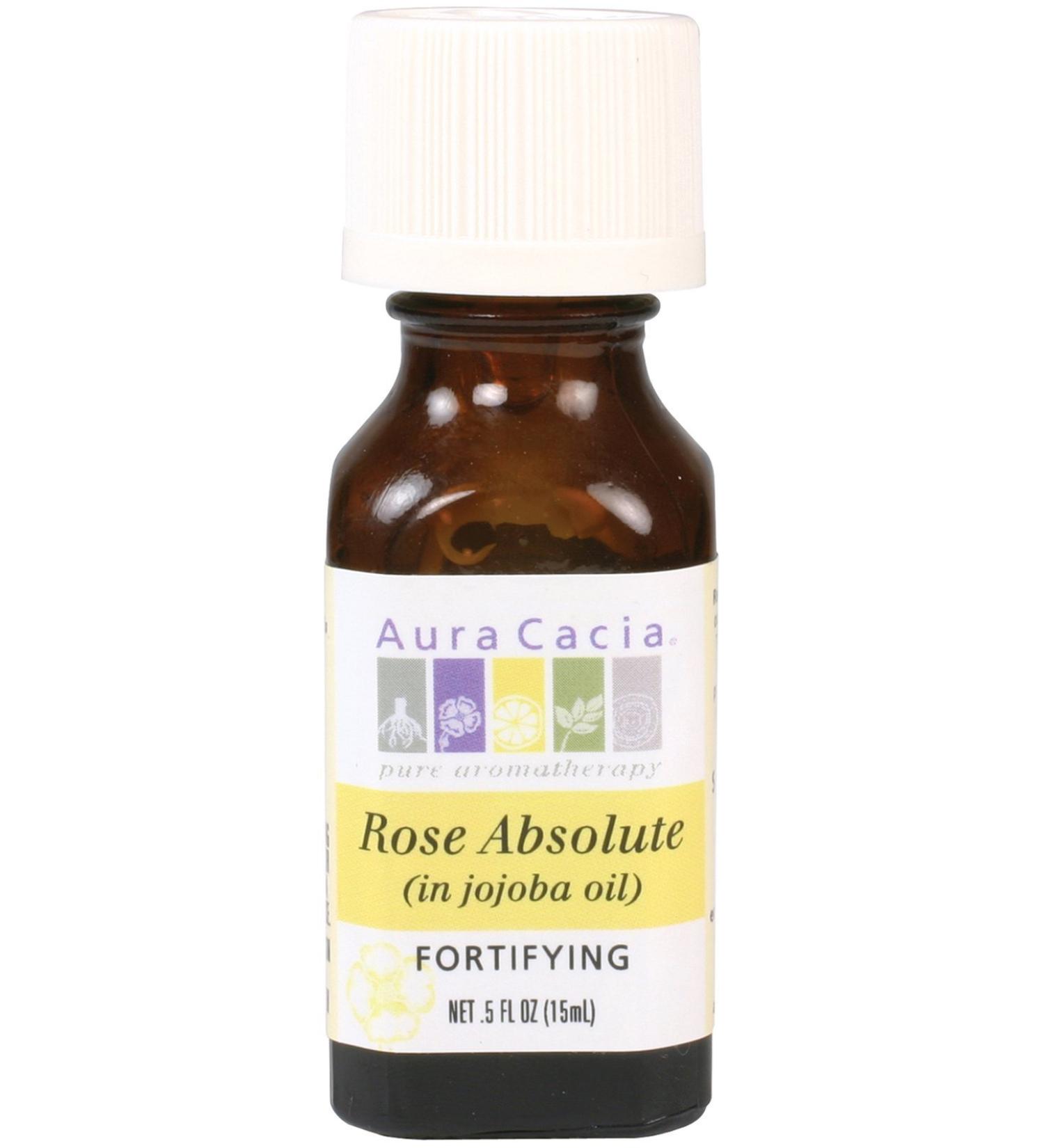 Aura Cacia Pure Essential Oils Rose Absolute In Jojoba Oil .5 fl oz (15 ml)