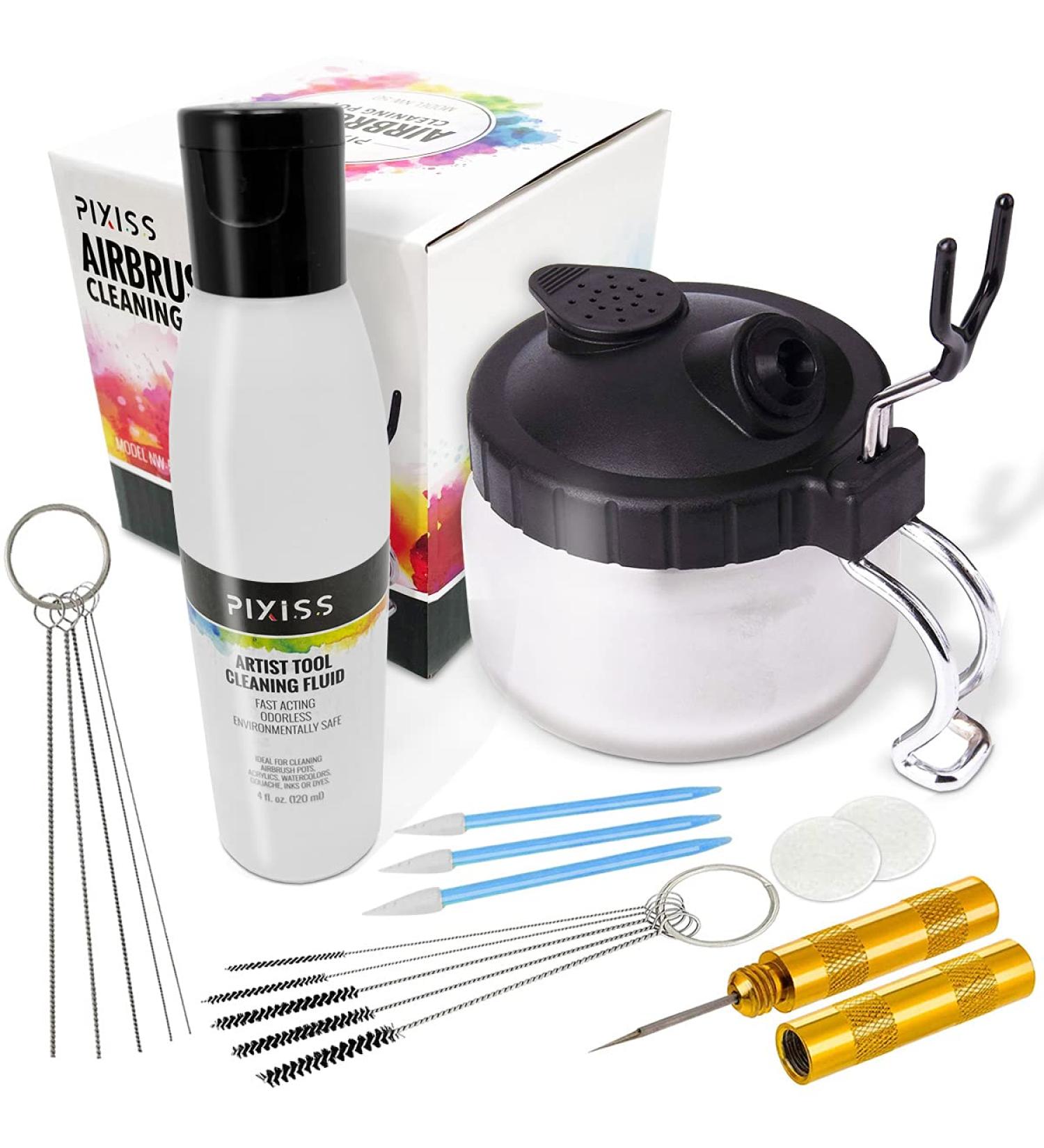 Ultimate Airbrush Cleaner Kit with Solution, Holder, and Glass Cleaning Pot - Efficient Airbrush Cleaning Solution - Buy Online on SooperMarket.com