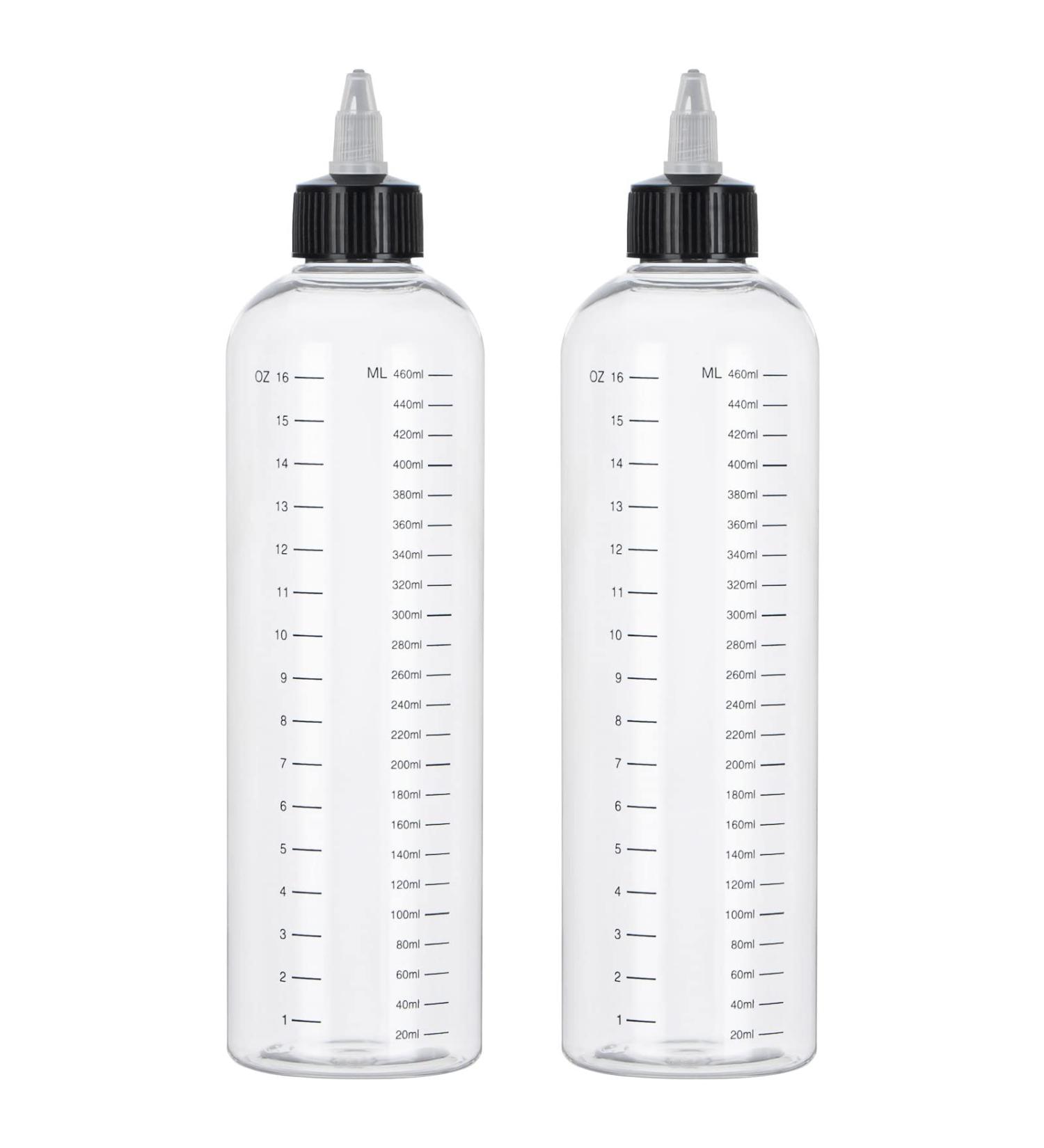 SDOOT Hair Dye Applicator Bottles - 2 Pack, 16.9oz with Twist Cap & Scale, Clear - Buy Online on SooperMarket.com