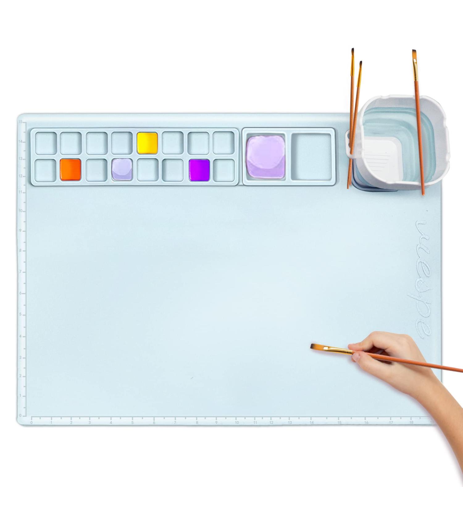 Creator Silicone Craft Mat 20x16 for Resin, Painting, Art - Non-Stick Silicone Sheet for Clay & Play Doh - Includes Cleaning Cup (Blue) - Buy Online on SooperMarket.com