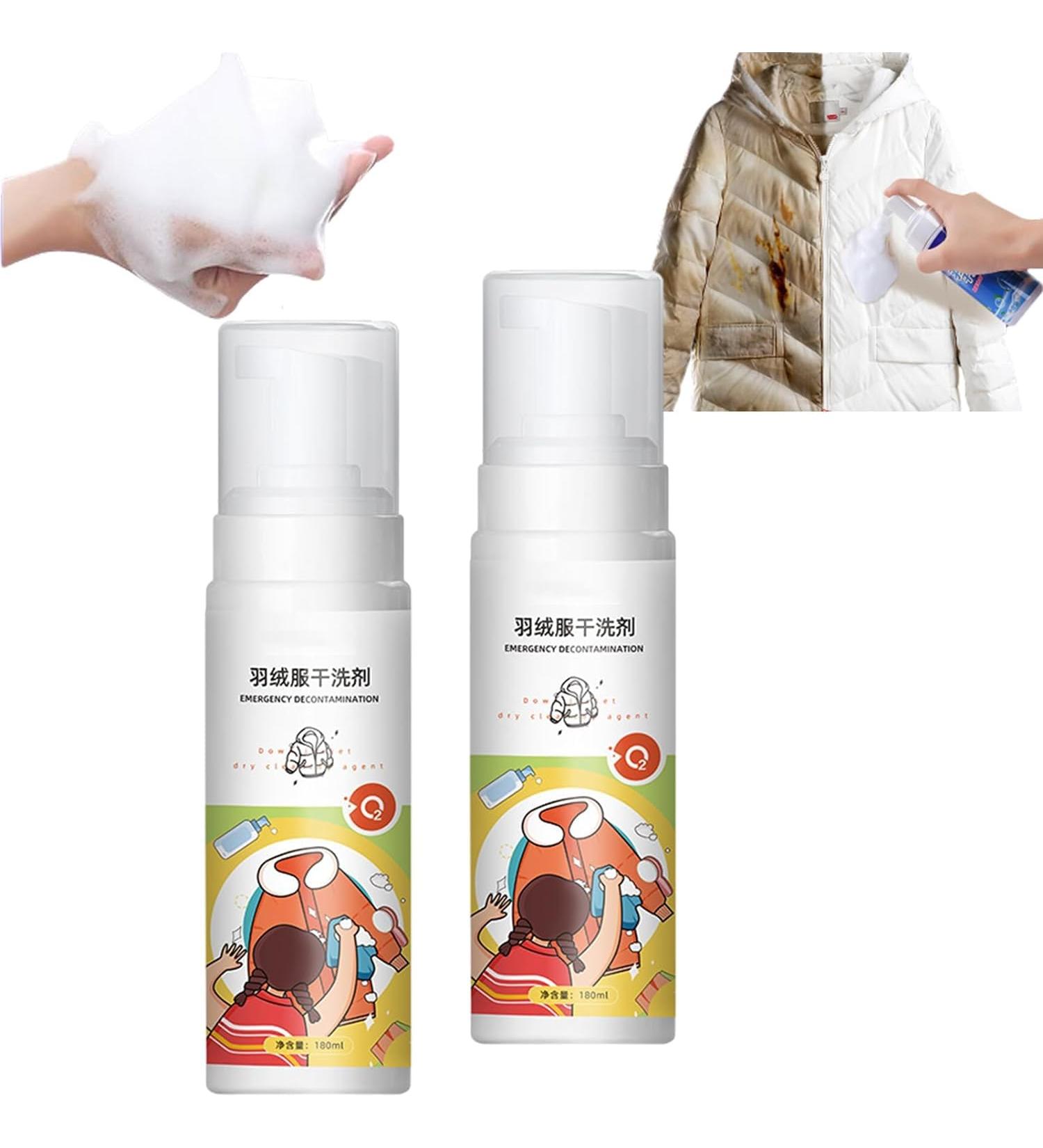 Down Jacket Foam Dry Cleaner Dry Cleaning Agent for Winter Coats Down Detergent for Puffer Jackets Dry Cleaning Agent for Clothing Oil Stain 180ML (2Pcs) - Buy Online on SooperMarket.com