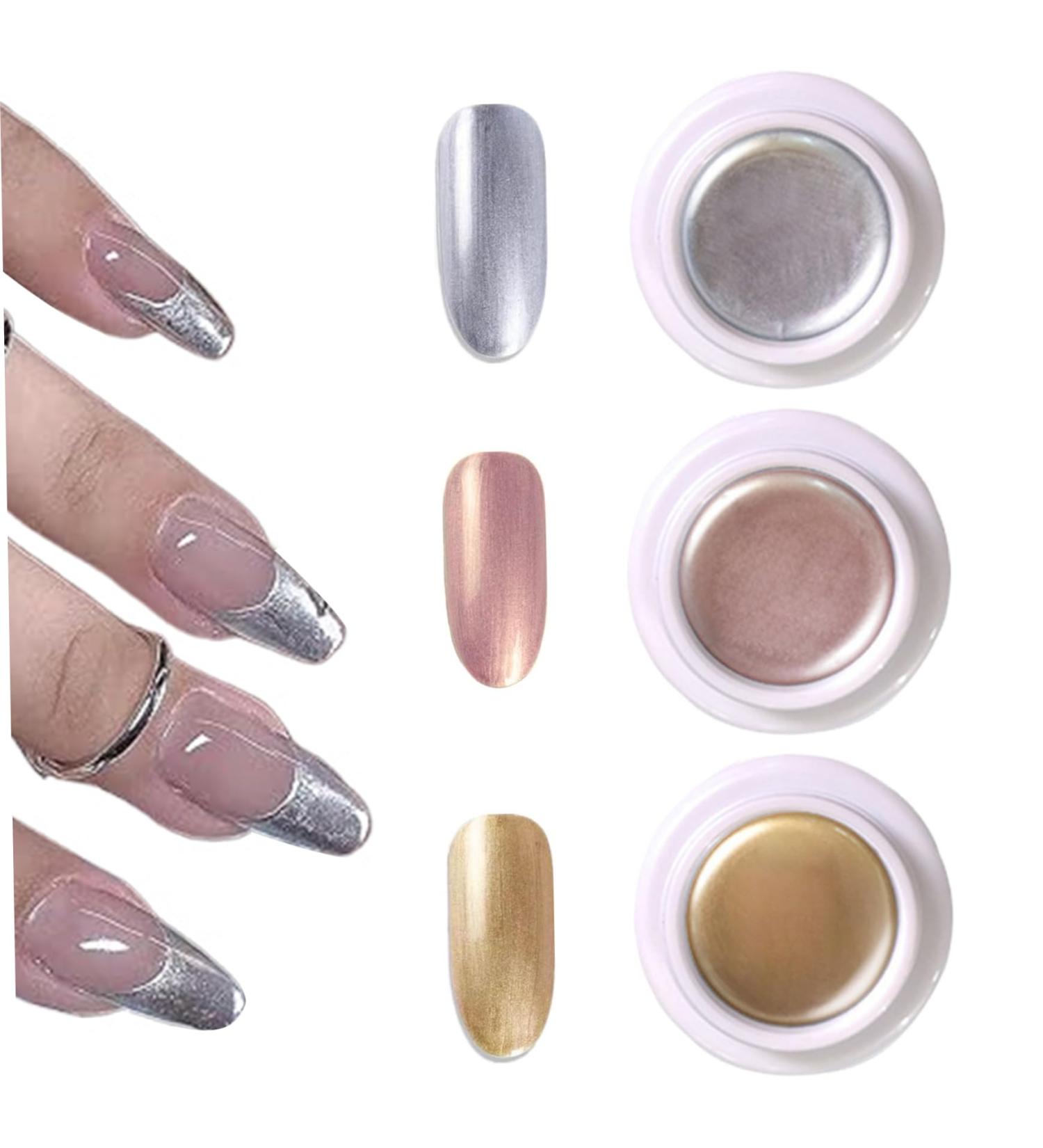 Chrome Nail Powder 3P Metallic Gel Nail Polish 3Pcs Nail Art Painting Liner Gel 3D Gold Silver Rose Gold Gel Nail Art for Home Salon Nail Painting Drawing Gel Nail Design - Buy Online on SooperMarket.com