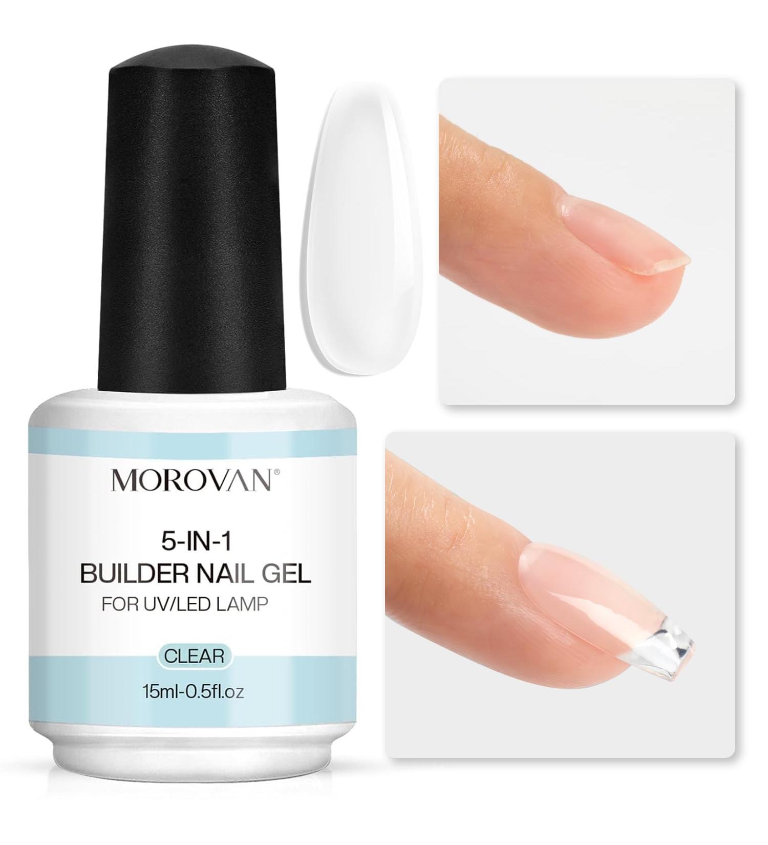 Morovan 5 in 1 Builder Gel for Nails - Clear Strengthener Reinforcing & Shaping Gel Kit with Nail File | International Shipping Available - Buy Online on SooperMarket.com