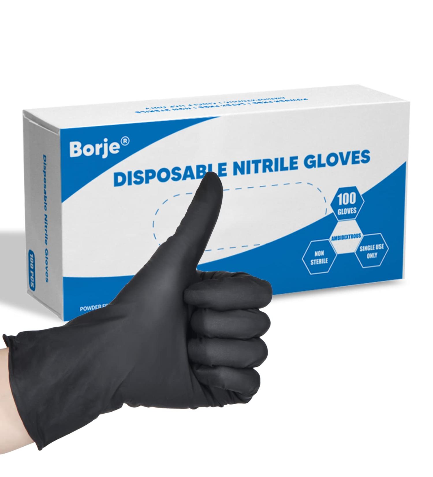 Black Nitrile Gloves 4 Mil, Latex & Powder Free - 100 Pcs Large Cleaning Gloves - Buy Online on SooperMarket.com