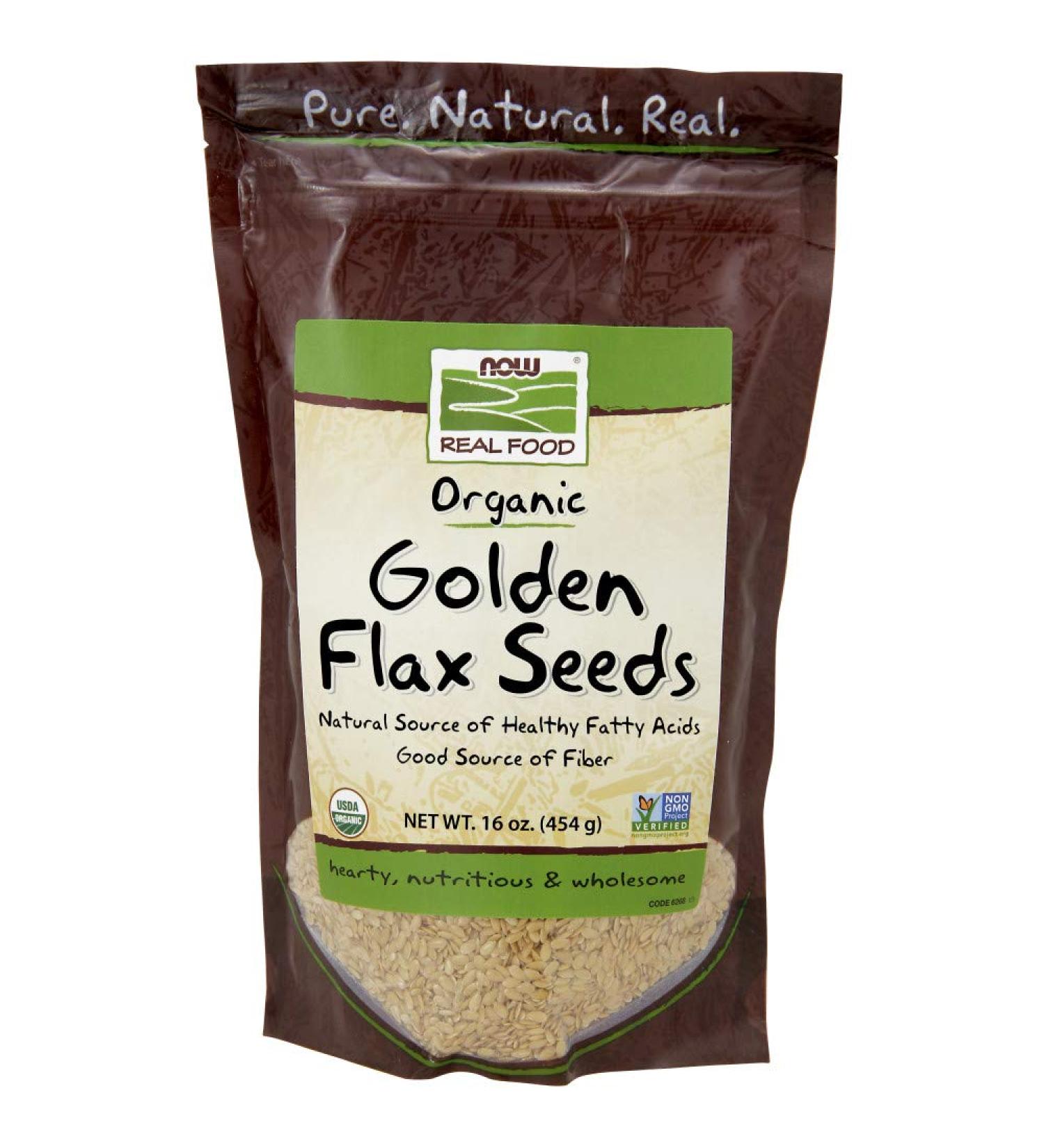 NOW Foods Organic Golden Flax Seeds 16oz (Pack of 2) - Certified Organic - Buy Online on SooperMarket.com