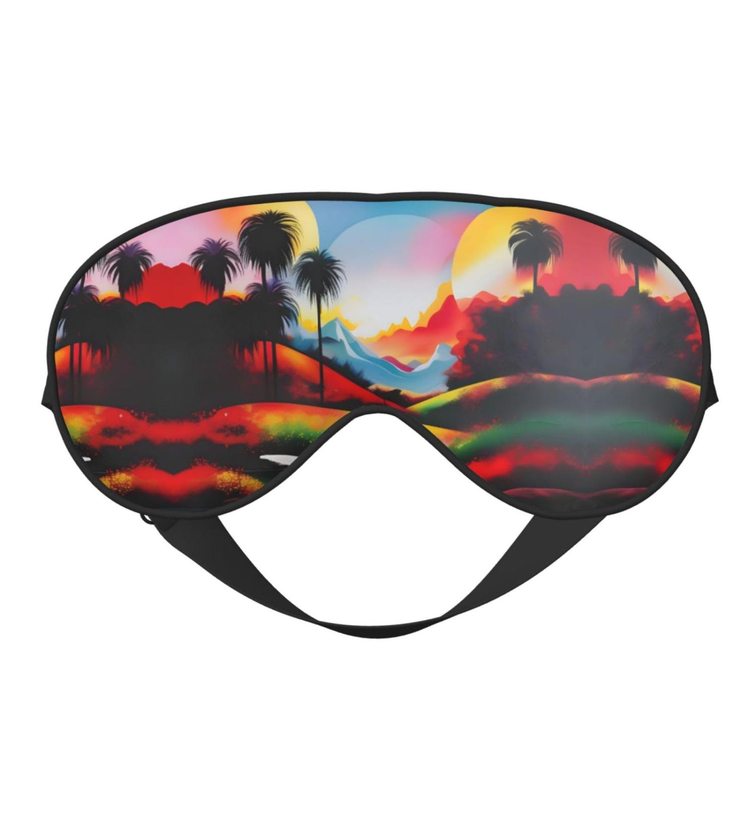 SSIMOO Landscape Painting Soft Sleep Eye Mask | Breathable Eye Patch for Women | Perfect Travel Relaxation Accessory - Black - Buy Online on SooperMarket.com