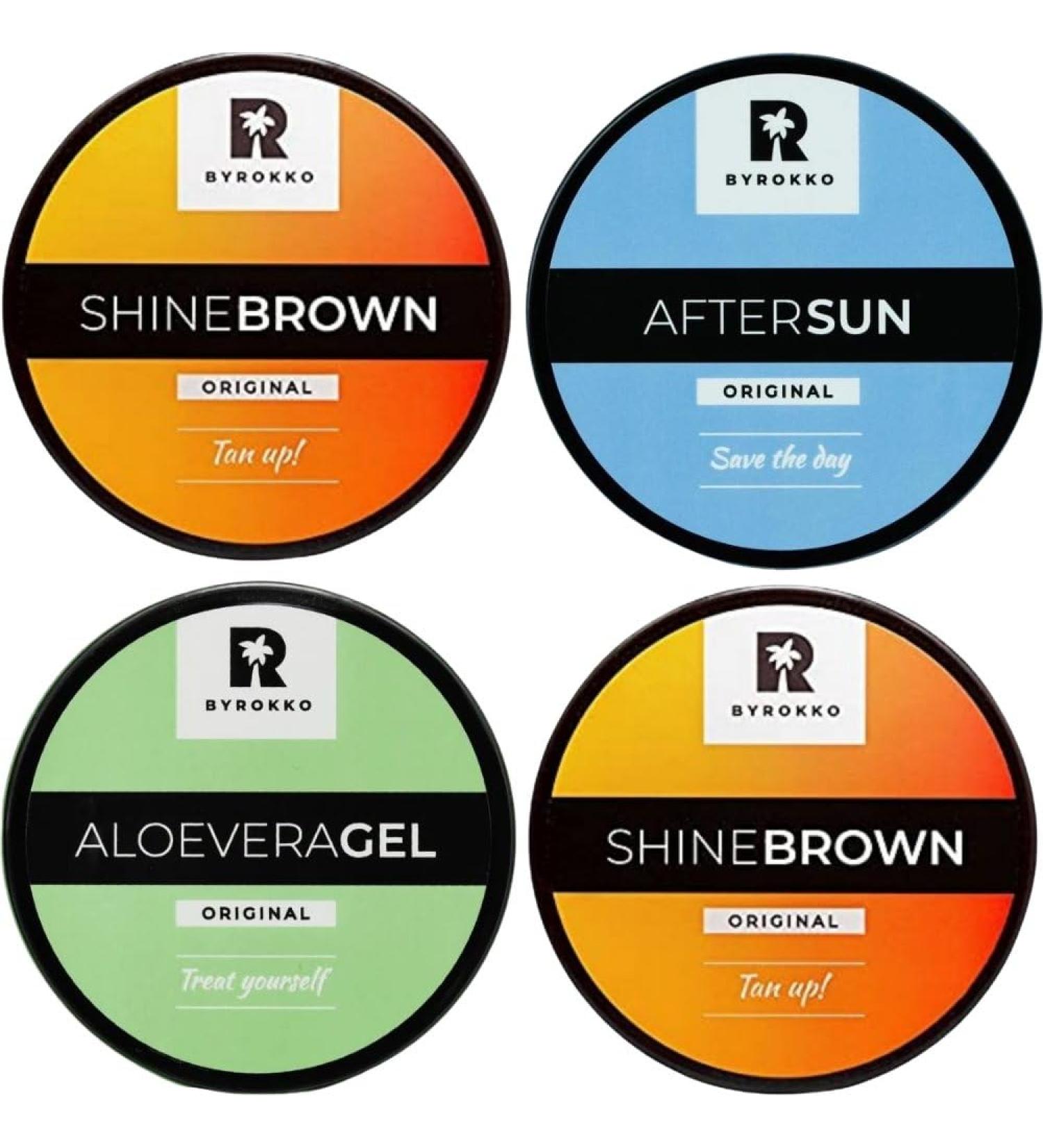 BYROKKO Shine Brown Summer Tanning SET 4IN1 - Tanning Cream After Sun Cream & Aloe Vera Gel for Perfect Tan | International Shipping Available - Buy Online on SooperMarket.com