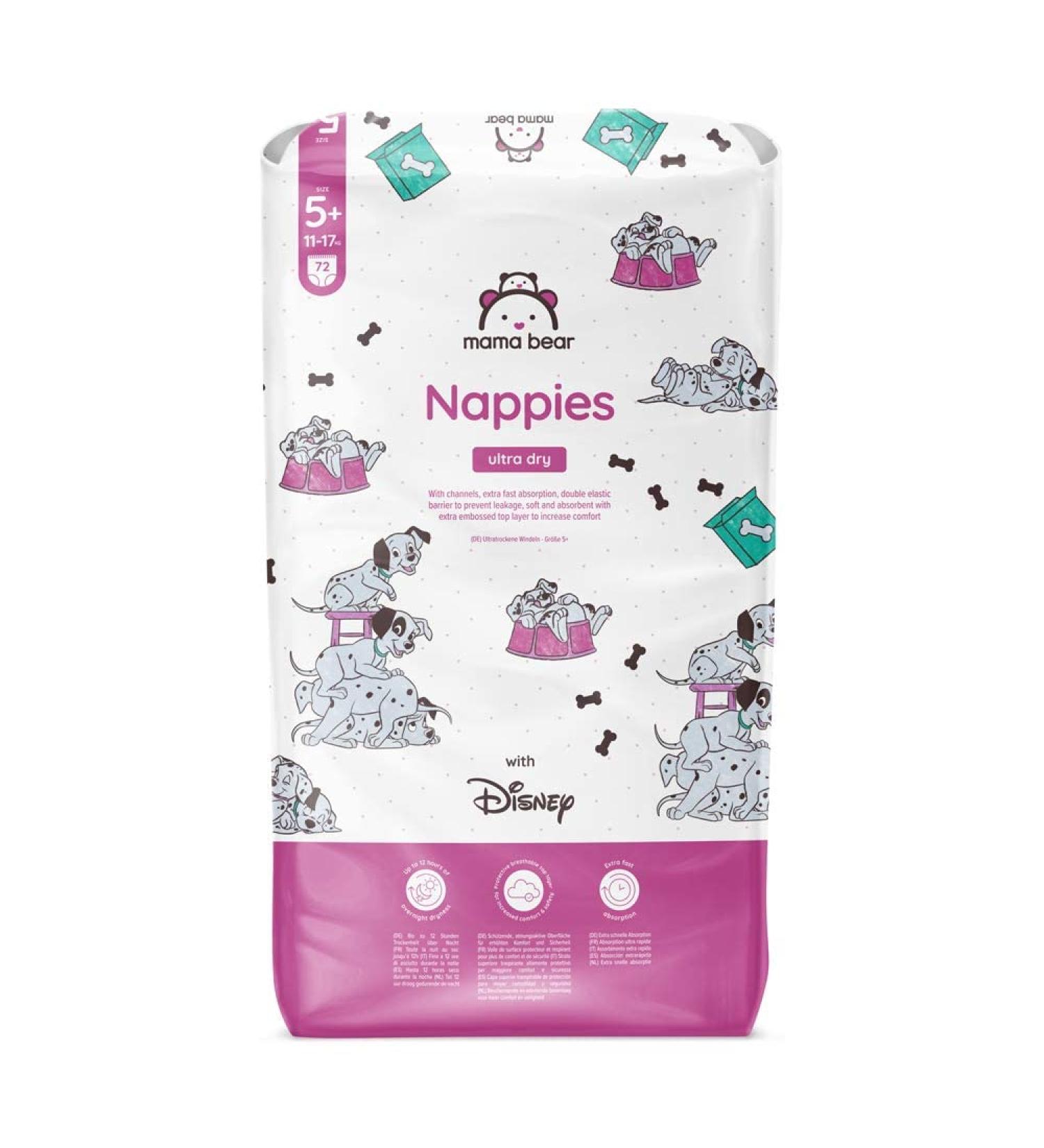 Amazon Brand Mama Bear Disney Ultra Dry Diapers Size 5+ (11-17 kg) - 72 Count (Single Pack) | Best Quality International Shipping - Buy Online on SooperMarket.com