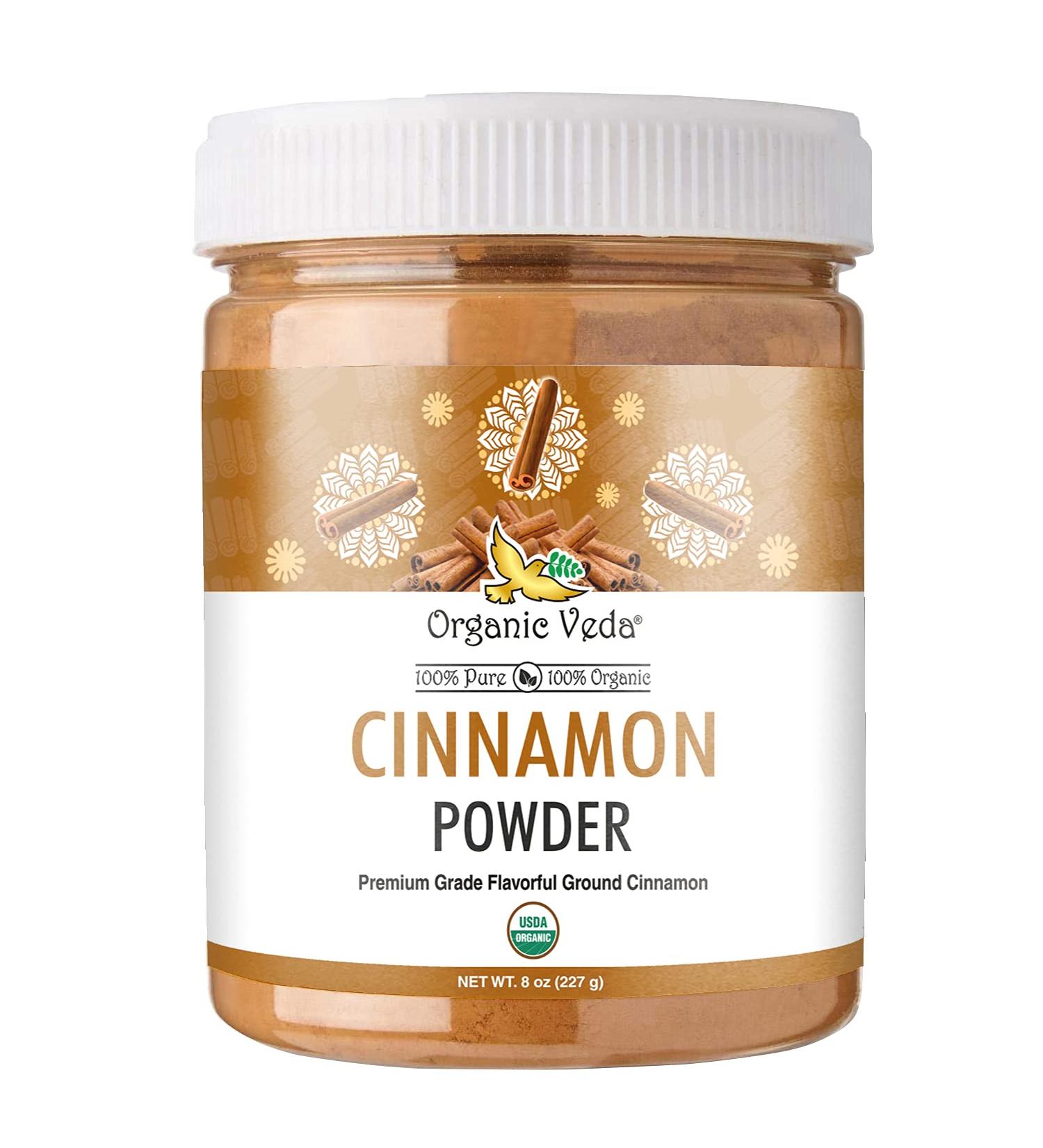 Organic Veda Cinnamon Powder - 100% Pure & Organic Ground Cinnamon Bark - 8 oz - Ideal for Cooking, Baking, Coffee & Tea - Buy Online on SooperMarket.com