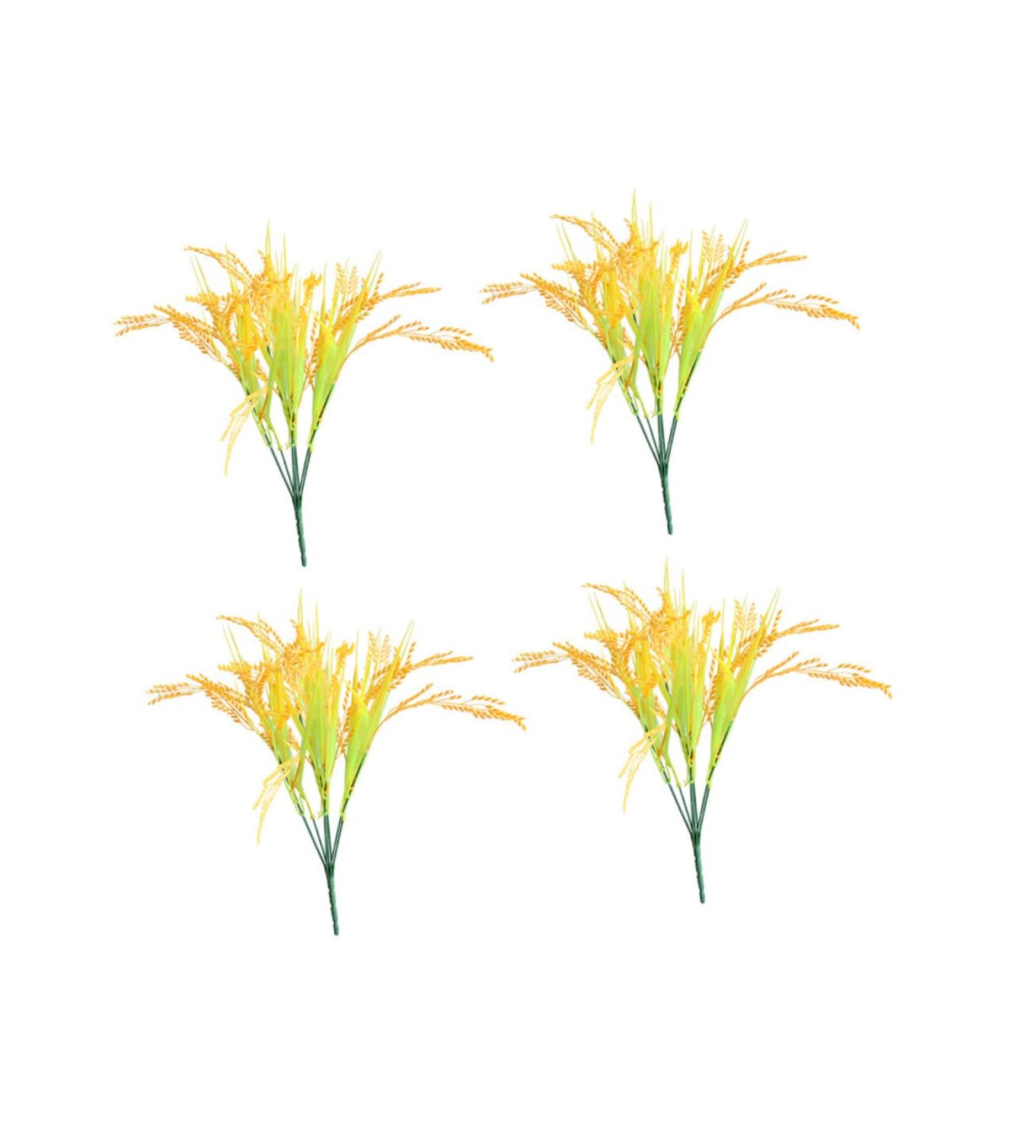 MAGICLULU 4pcs 7 Simulated Rice Bouquet of Flowers Artificial Vase Decor Wheat Sheaves for Decorating Natural Dried Flowers Dried Wheat Stalks Greenery Decor Straw Paddy Plastic - Buy Online on SooperMarket.com