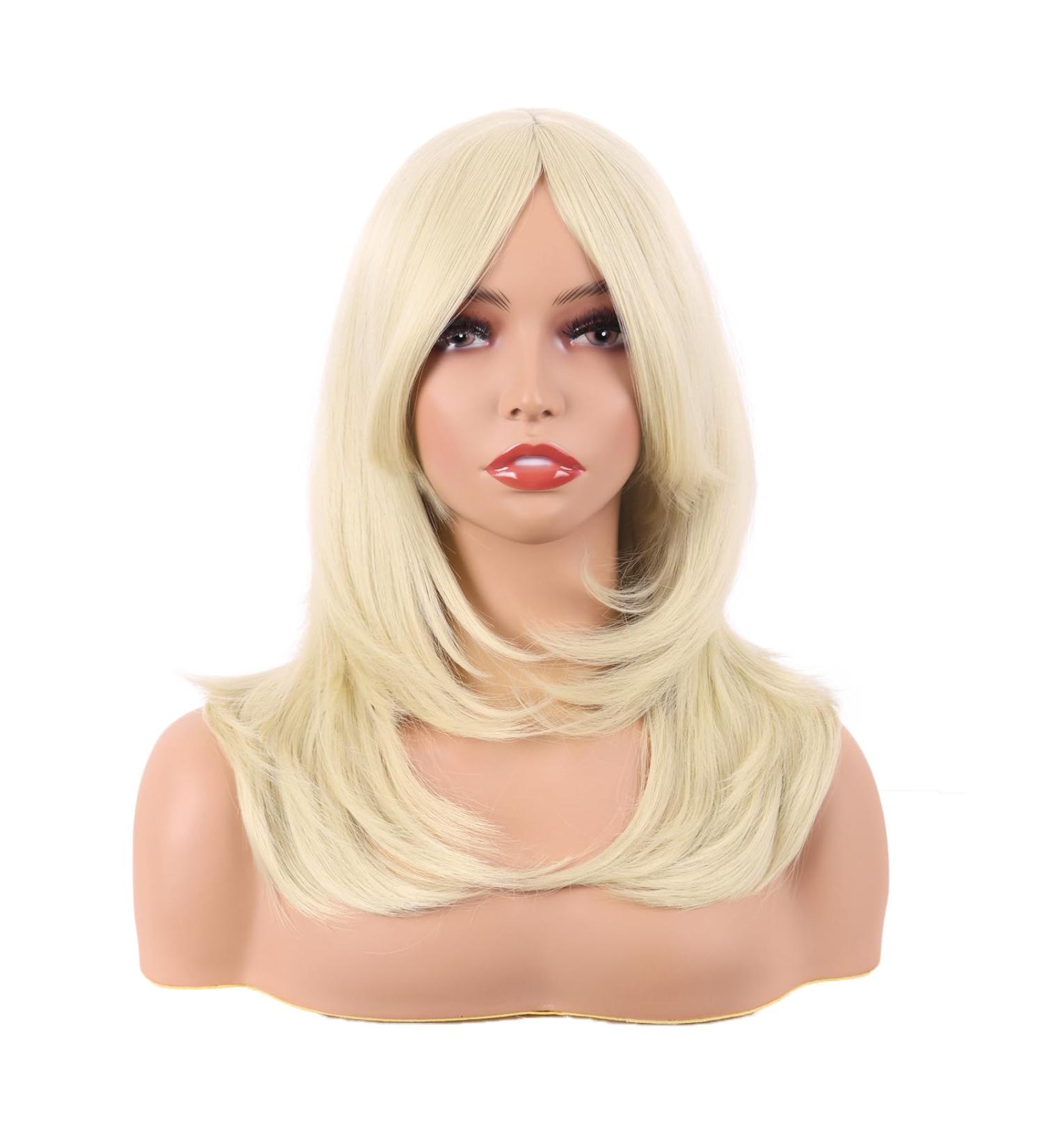 MapofBeauty 20 Long Layered Synthetic Hair Wig with Bangs - Light Blonde - Buy Online on SooperMarket.com