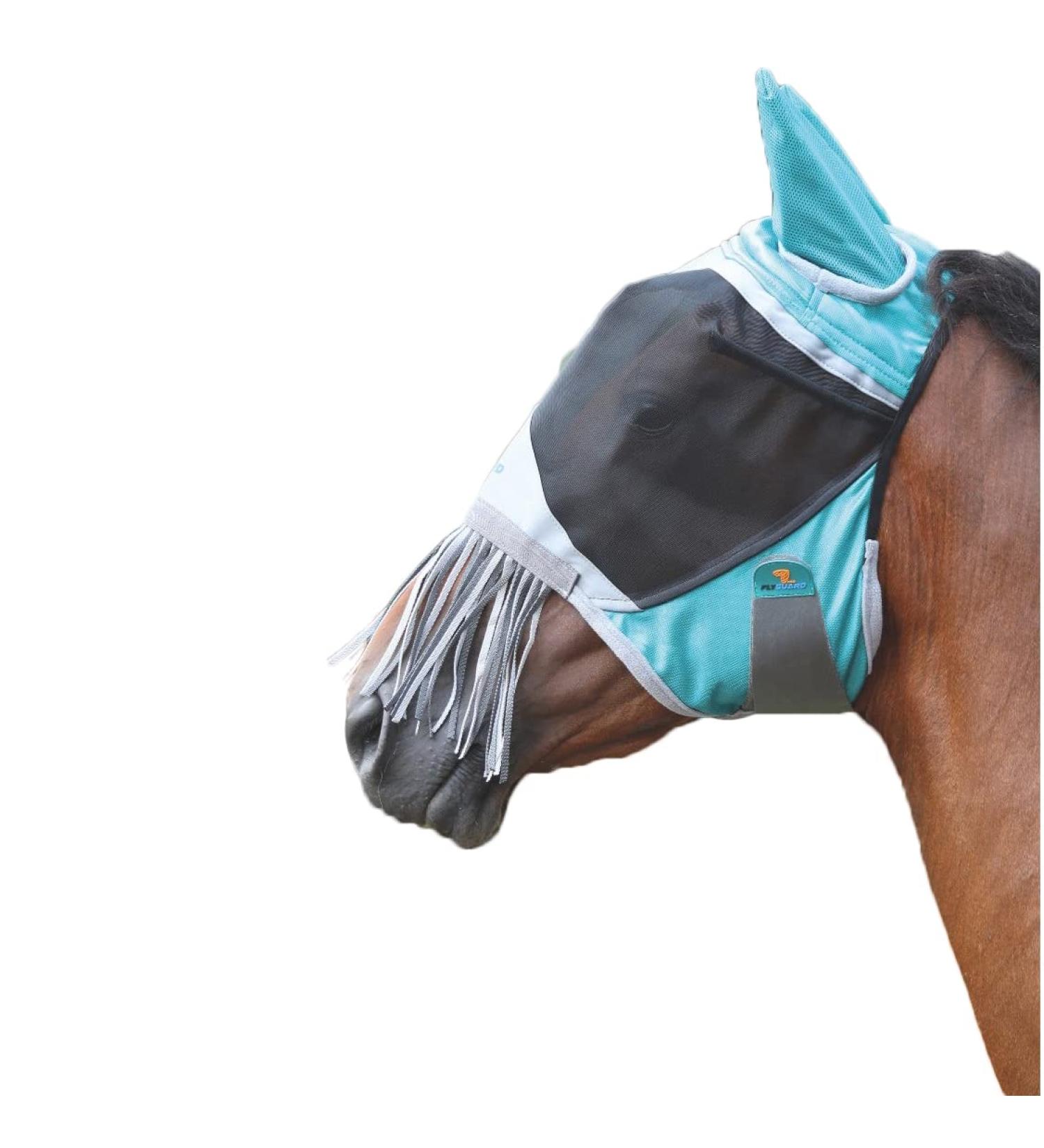 Shires Deluxe Horse/Pony Fly Mask With Nose Fringe UV Protection (Cob Green) Cob Green - Buy Online on SooperMarket.com