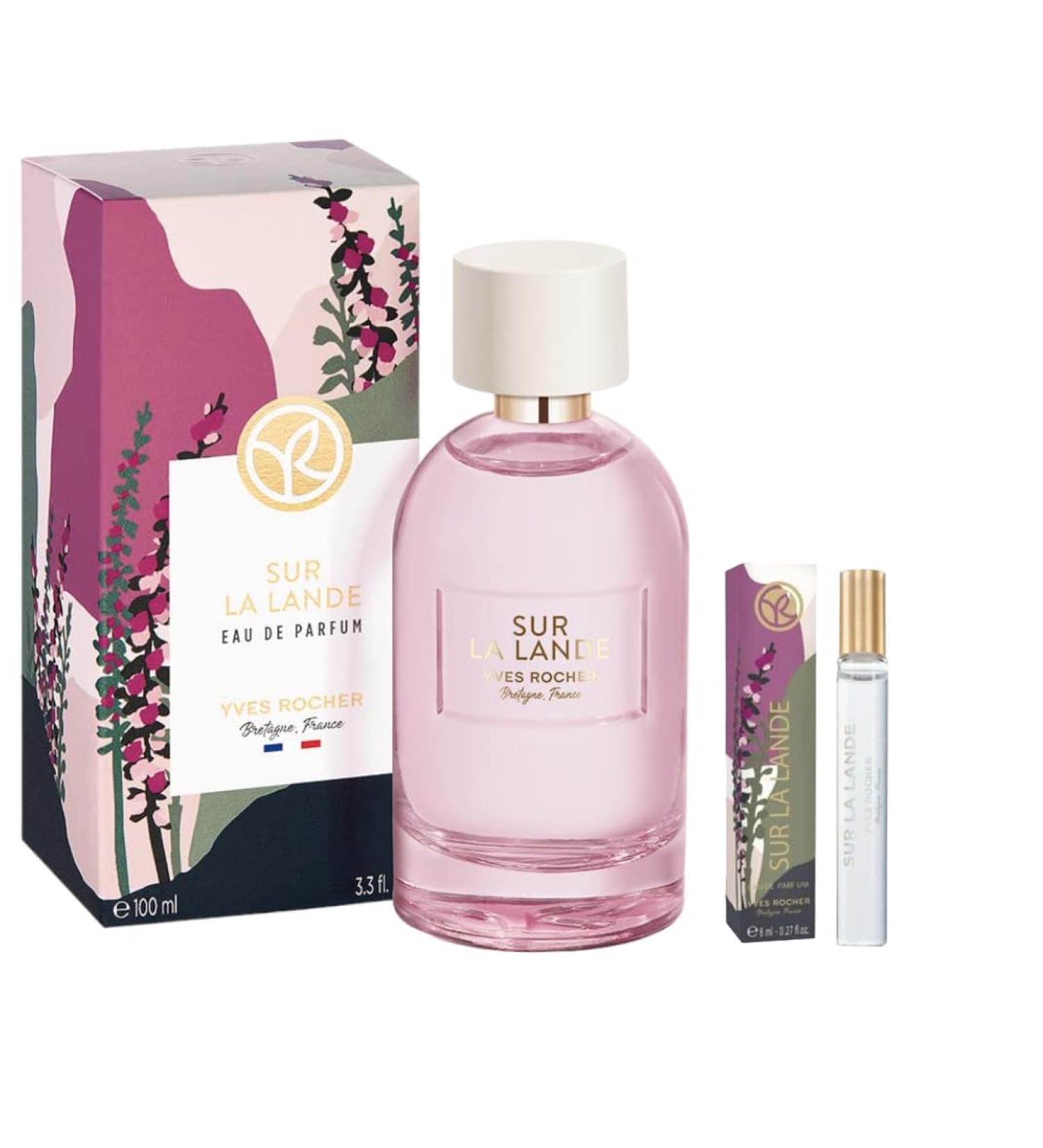 Yves Rocher Sur La Lande Eau de Parfum for Women Spray Set of 2-100 ml./ 3.3 fl.oz. and 8 ml./ 0.1 fl.oz.