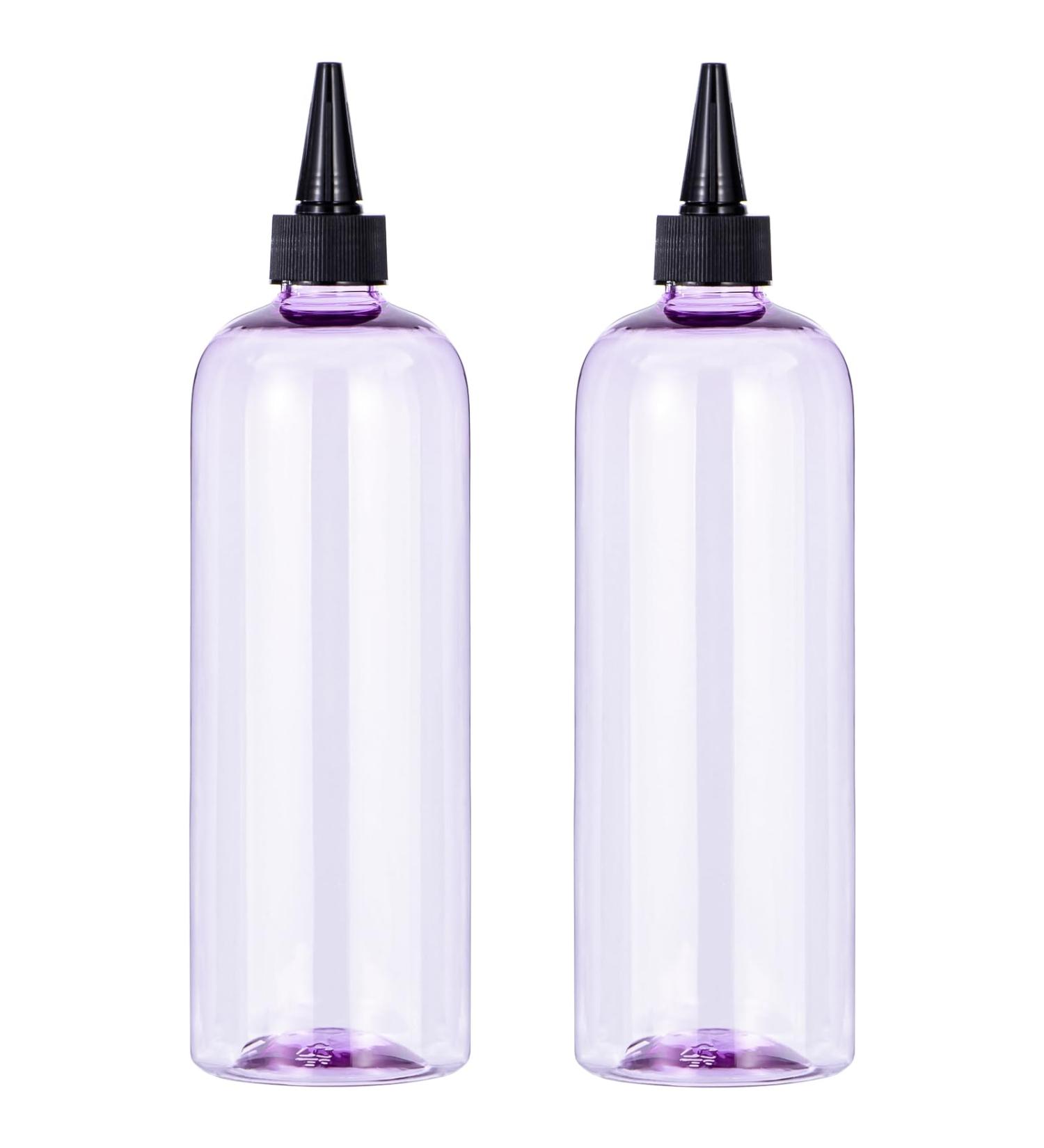Yebeauty Clear Purple Hair Color Applicator Bottle 2 Pack - 500ml Hair Dye Bottles with Twist-On Cap for Precise Application | International Shipping Available - Buy Online on SooperMarket.com